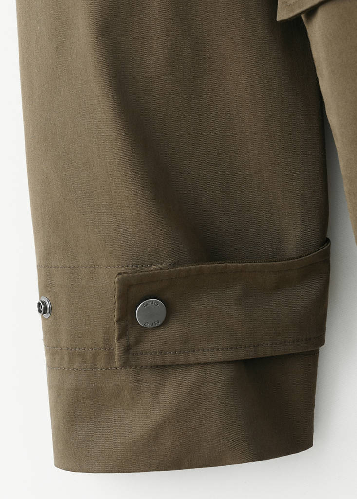 Water-repellent cotton parka with pockets — Olive Green