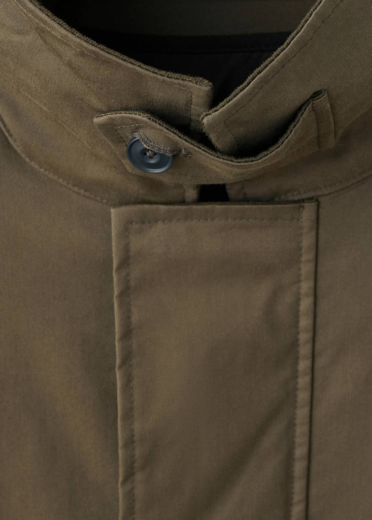 Water-repellent cotton parka with pockets — Olive Green