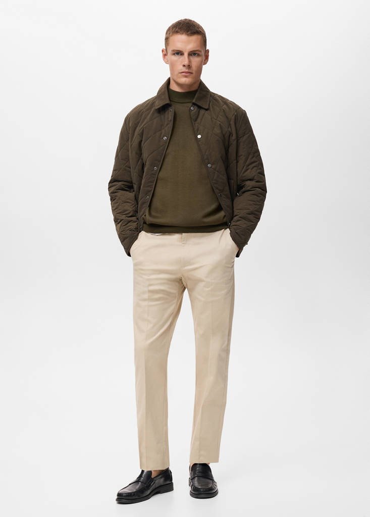 MANGO MAN - Pull col montant 100 % laine mérinos olive - M
