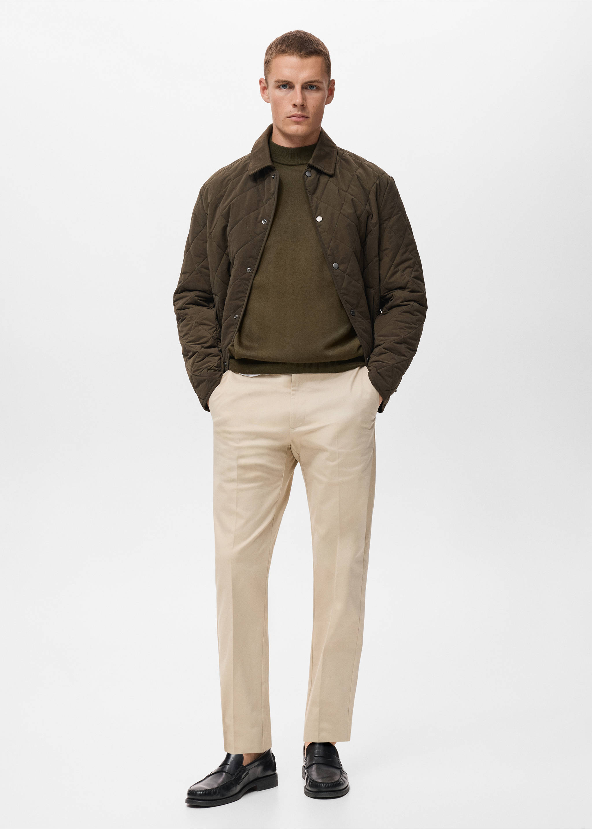 100% merino wool roll neck jumper - General plane, Olive Green. Ref: 17015973-00.