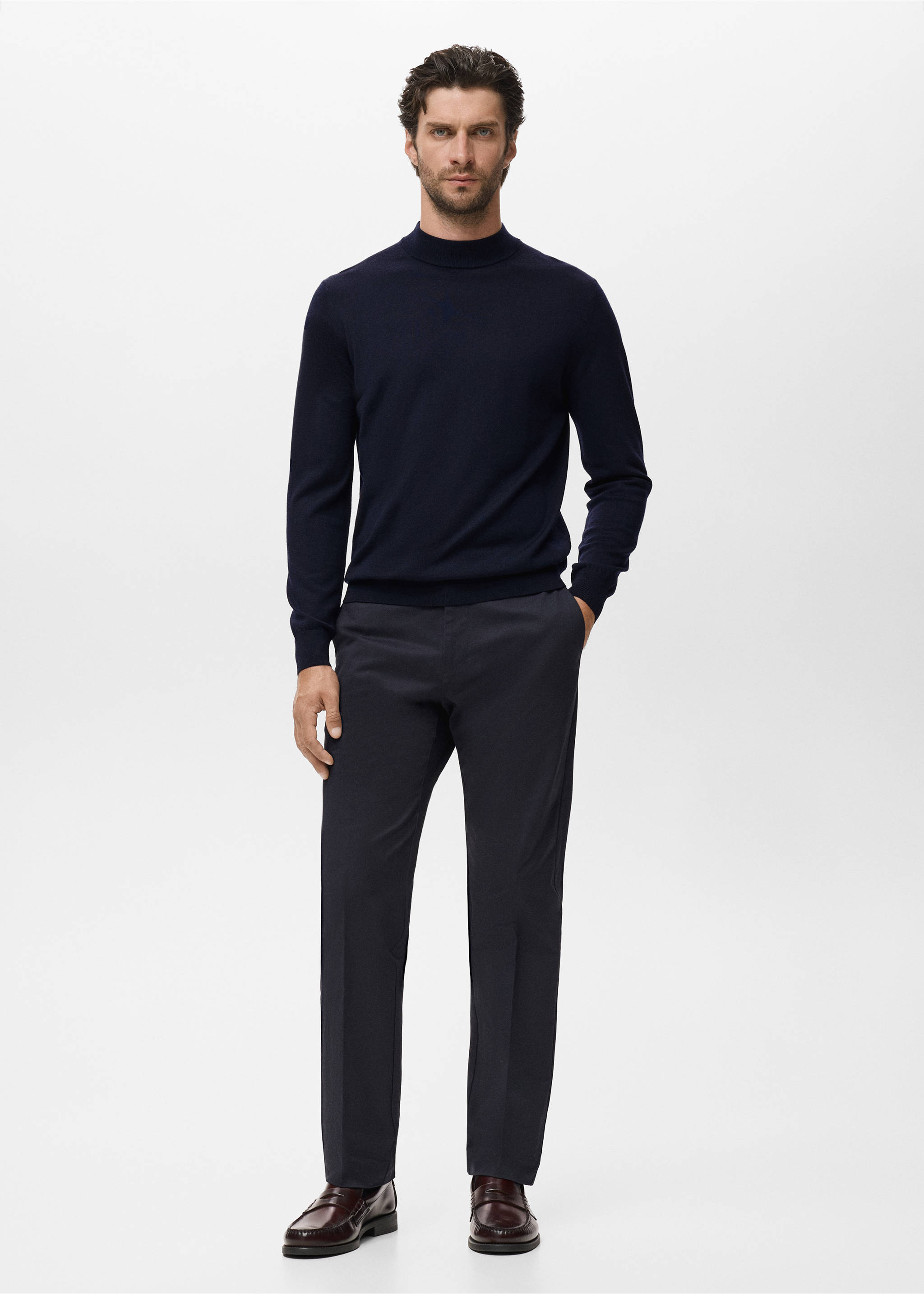 100% merino wool roll neck jumper - General plane, Navy. Ref: 17015973-00.