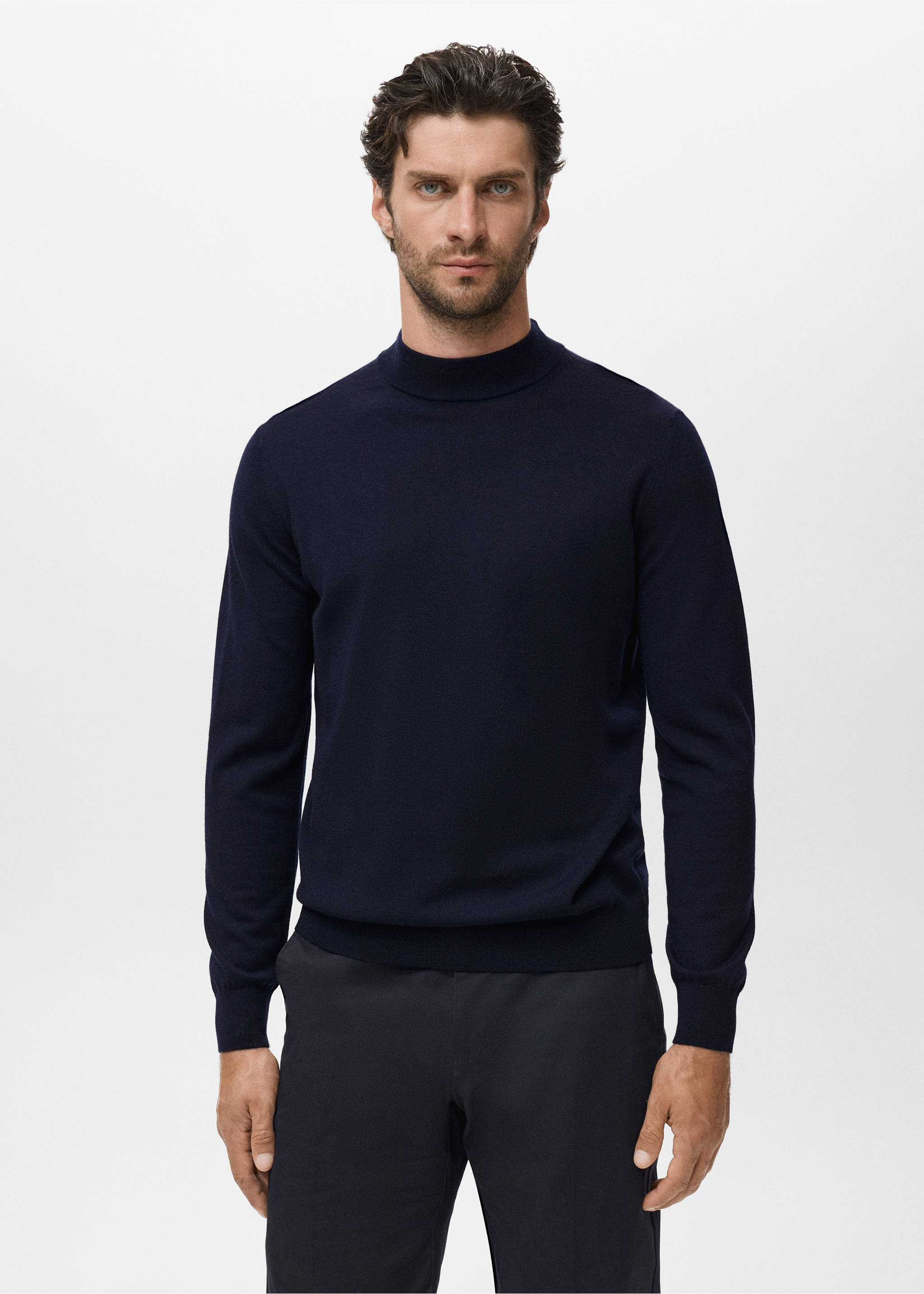 100% merino wool roll neck jumper - Medium plane, Navy. Ref: 17015973-00.
