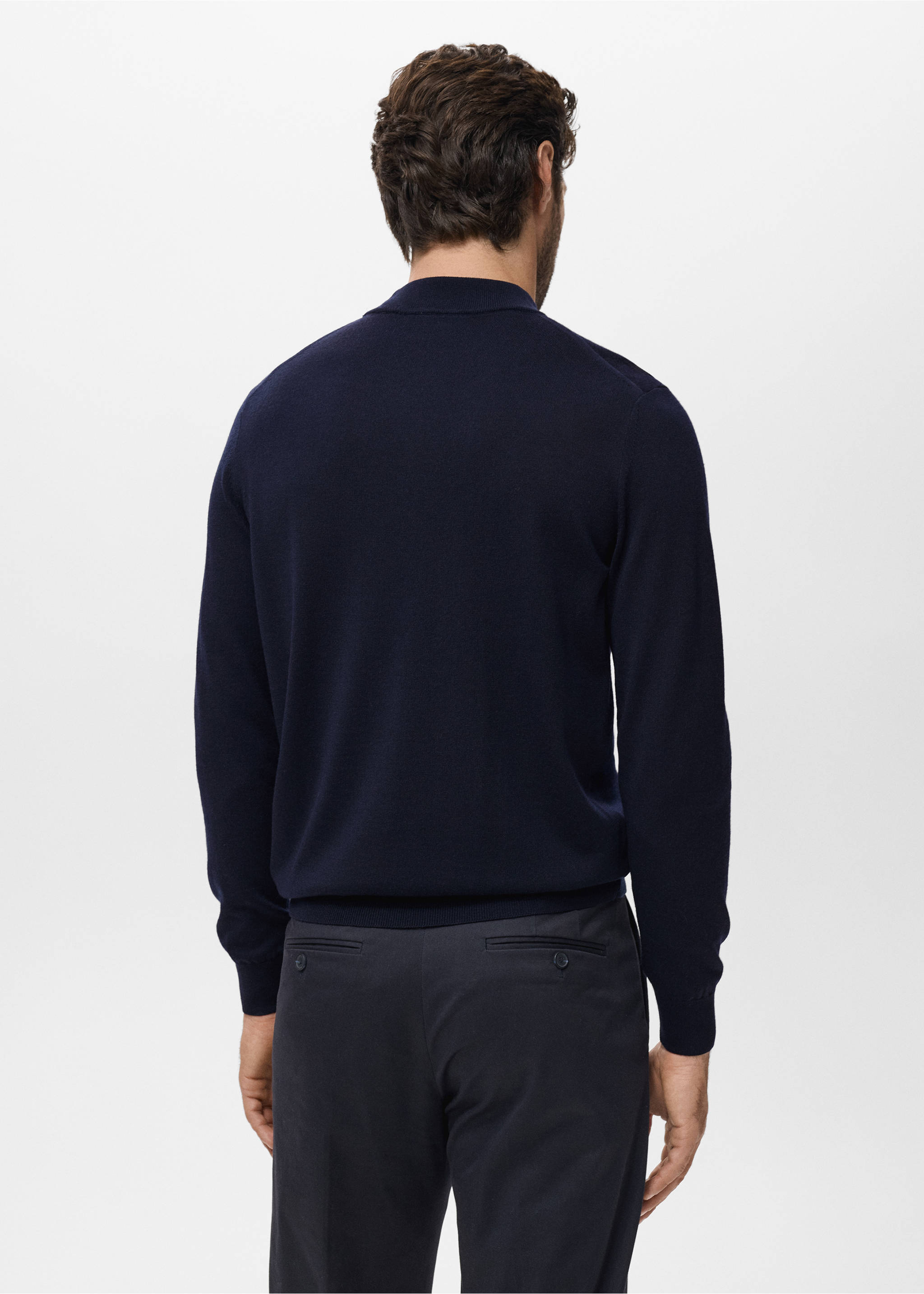 100% merino wool roll neck jumper - Reverse of the article, Navy. Ref: 17015973-00.
