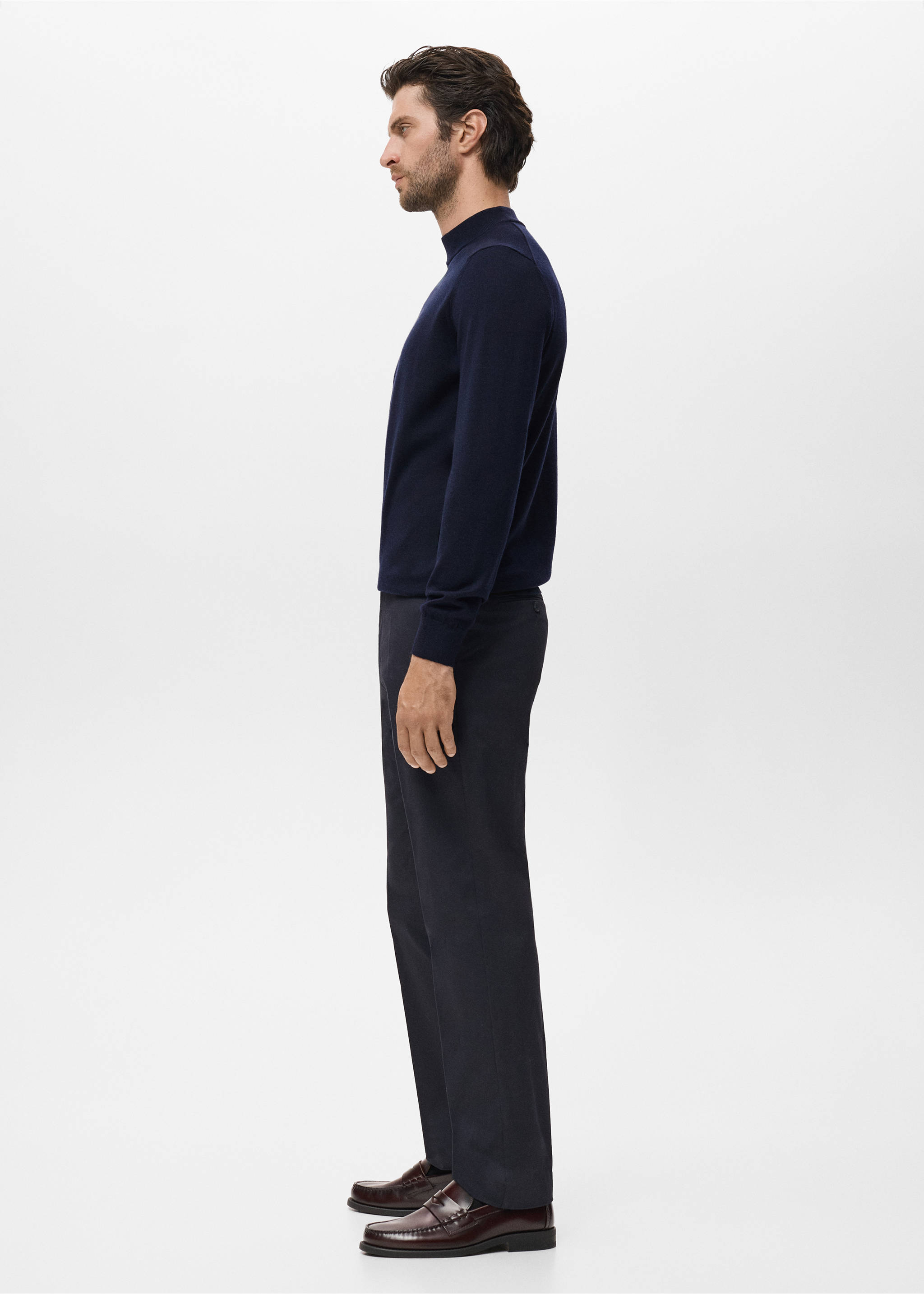100% merino wool roll neck jumper - Details of the article 2, Navy. Ref: 17015973-00.