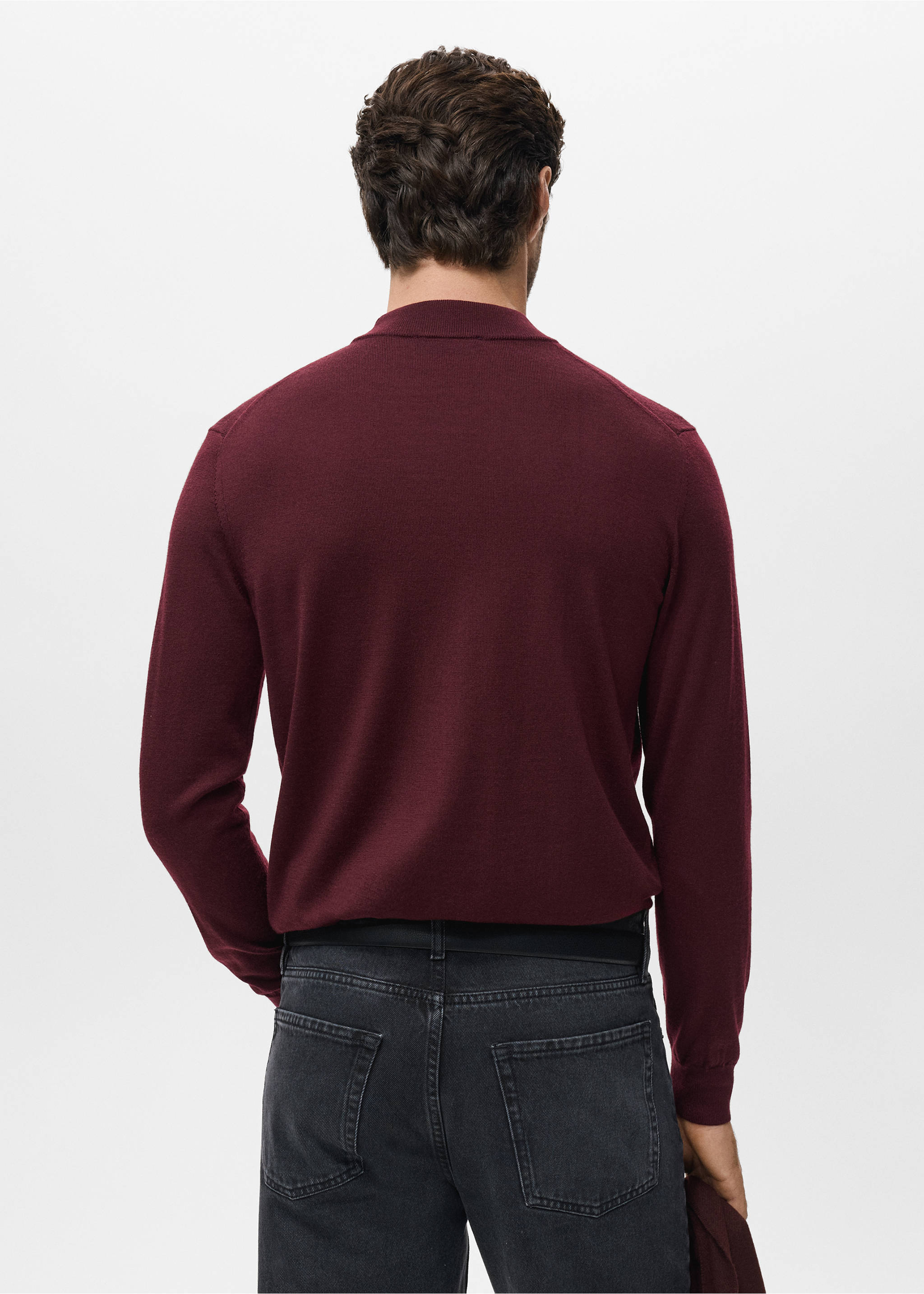 100% merino wool roll neck jumper - Reverse of the article, Wine. Ref: 17015973-00.