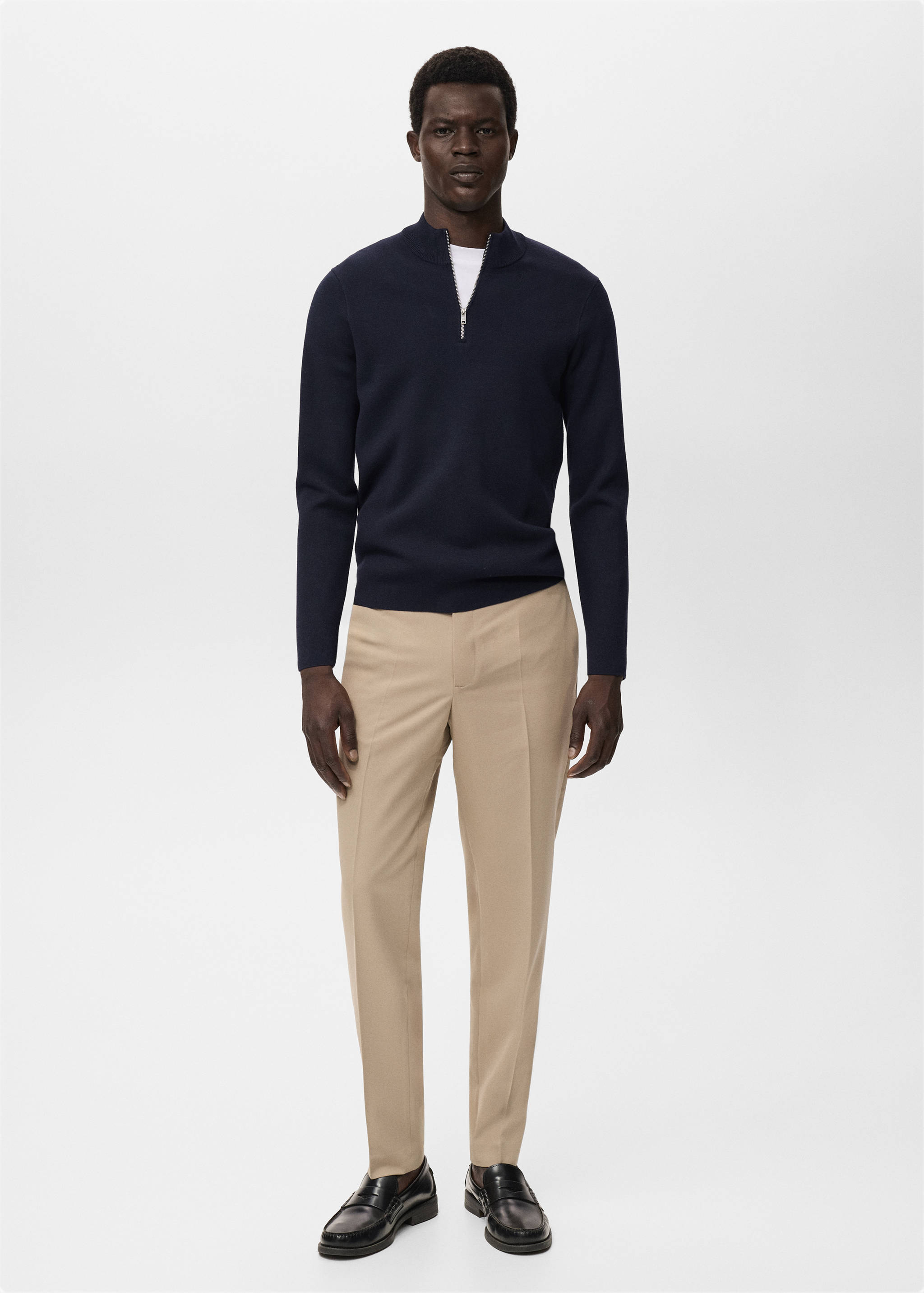 Knitted sweater with perkins neck - General plane