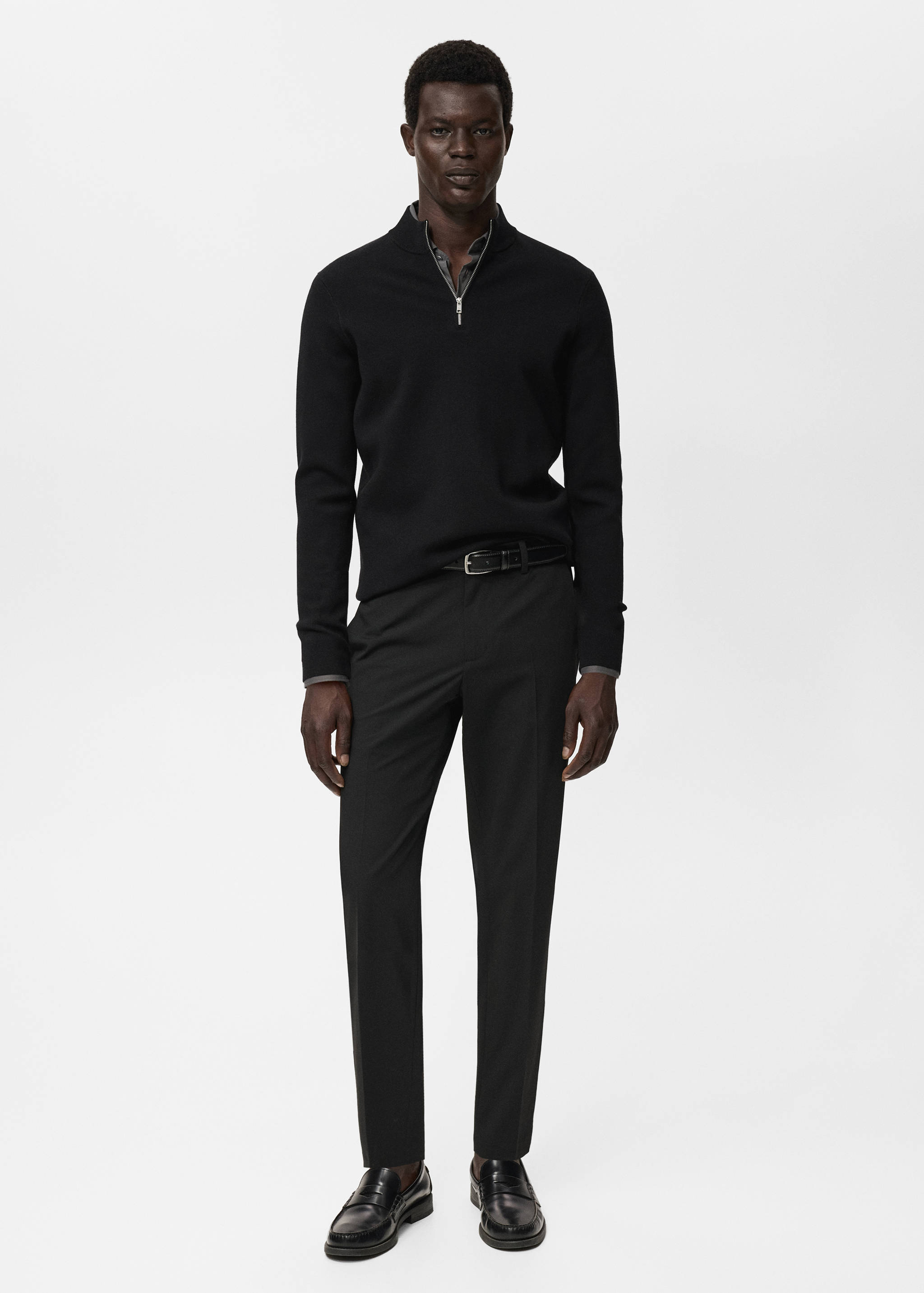 Knitted sweater with perkins neck - General plane