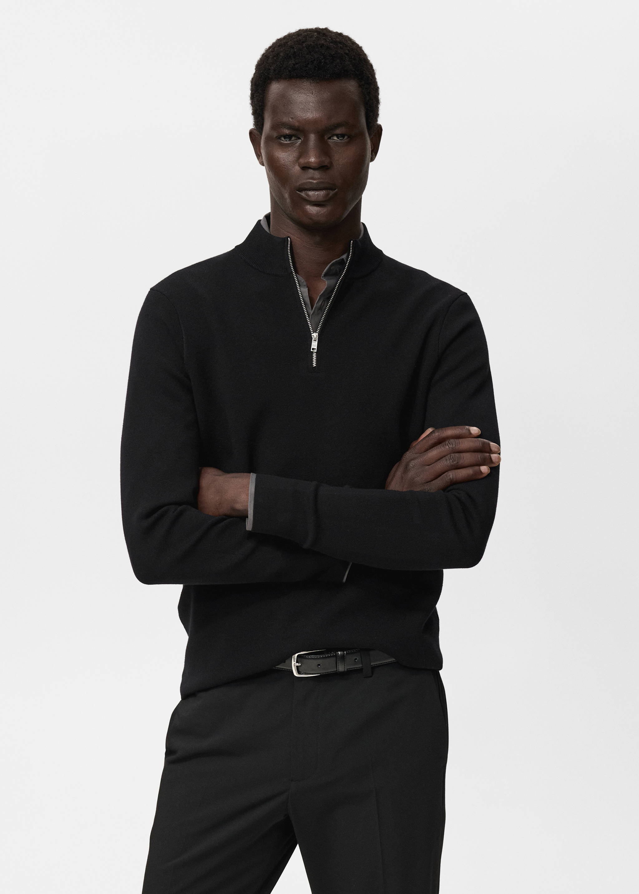 Knitted sweater with perkins neck - Medium plane