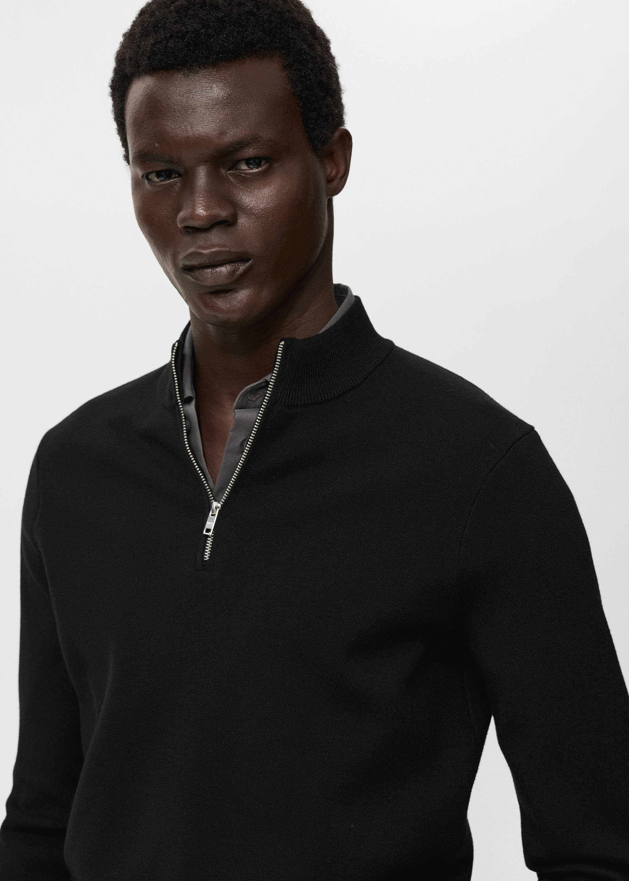 Knitted sweater with perkins neck - Details of the article 1