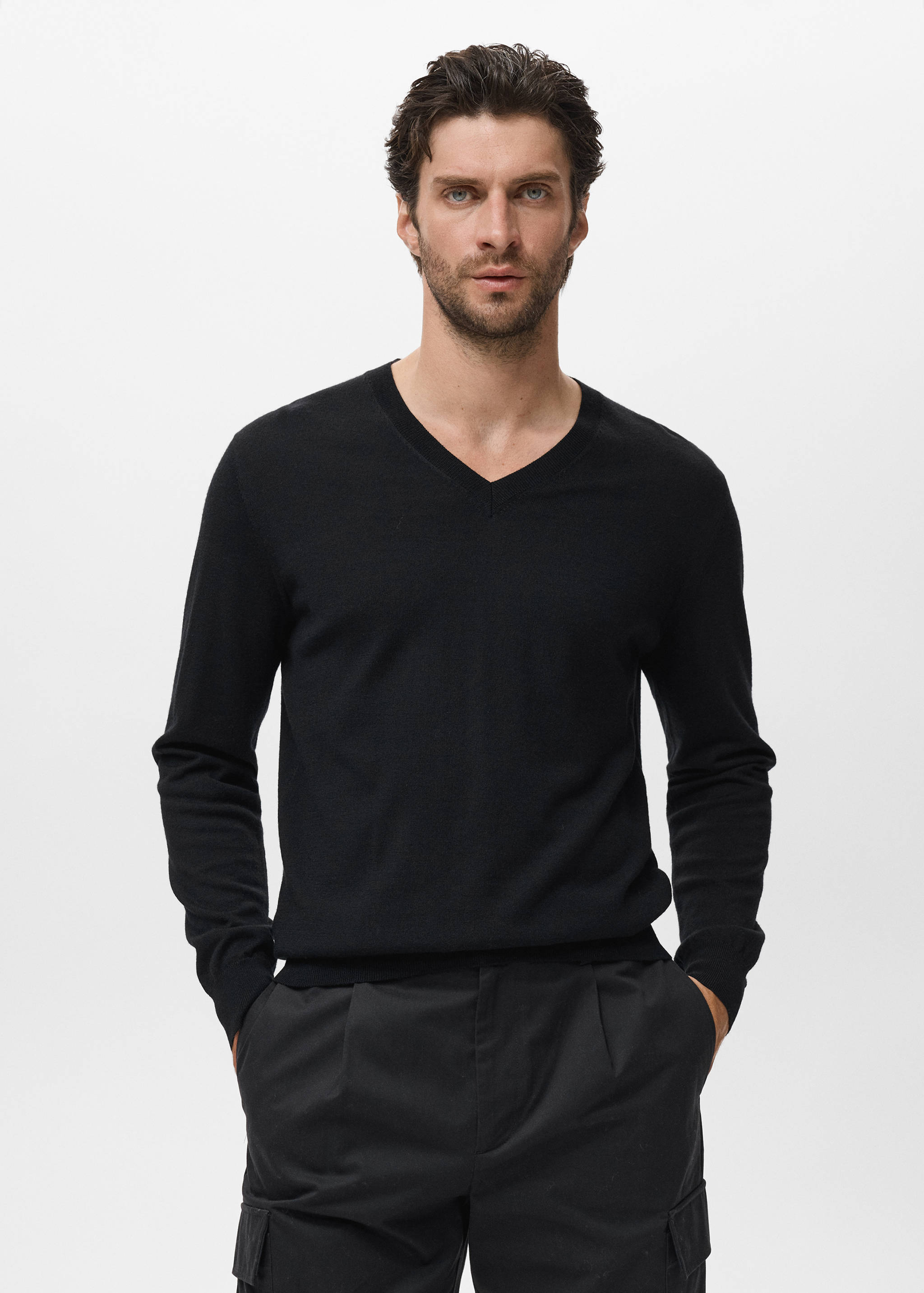 100% merino wool V-neck sweater - Medium plane