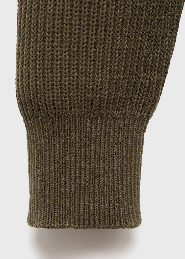 Fine rib-knit cotton sweater — Olive Green