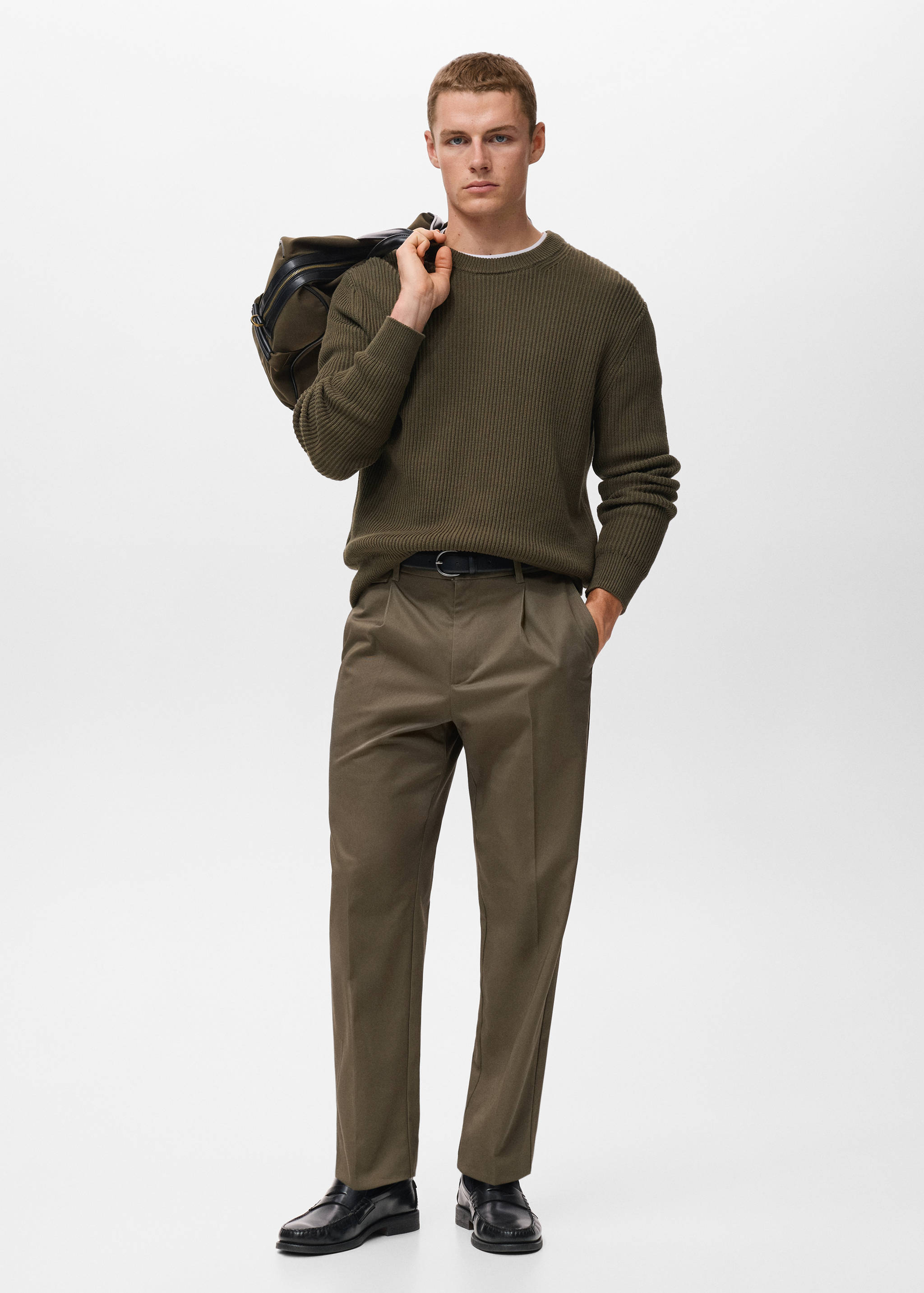 Fine rib-knit cotton sweater - General plane