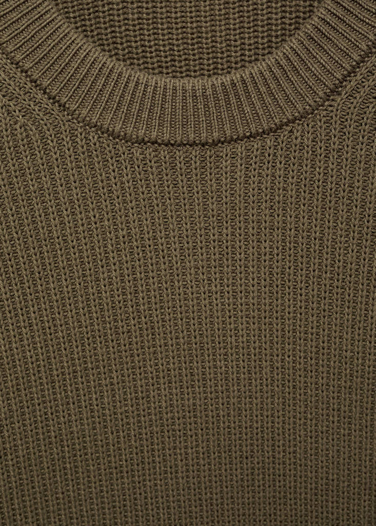 Fine rib-knit cotton sweater — Olive Green