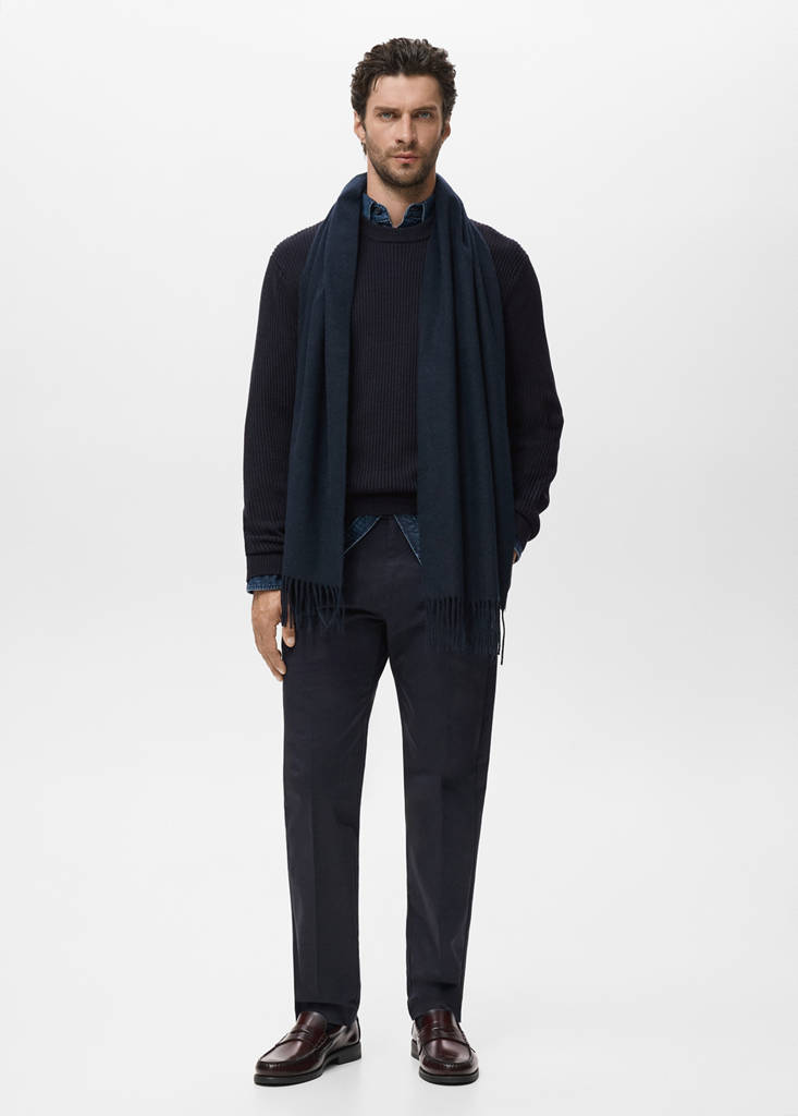 Fine rib-knit cotton sweater — Navy