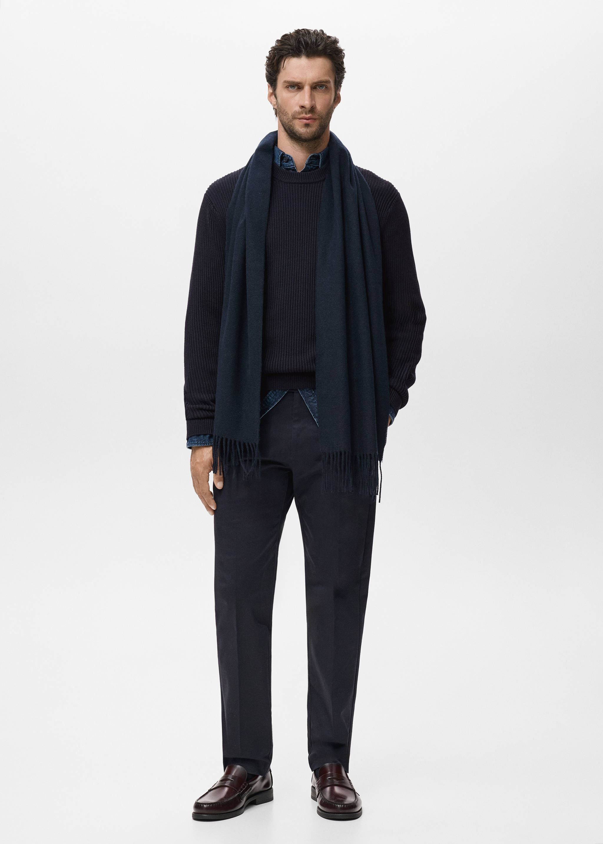 Fine rib-knit cotton sweater - General plane