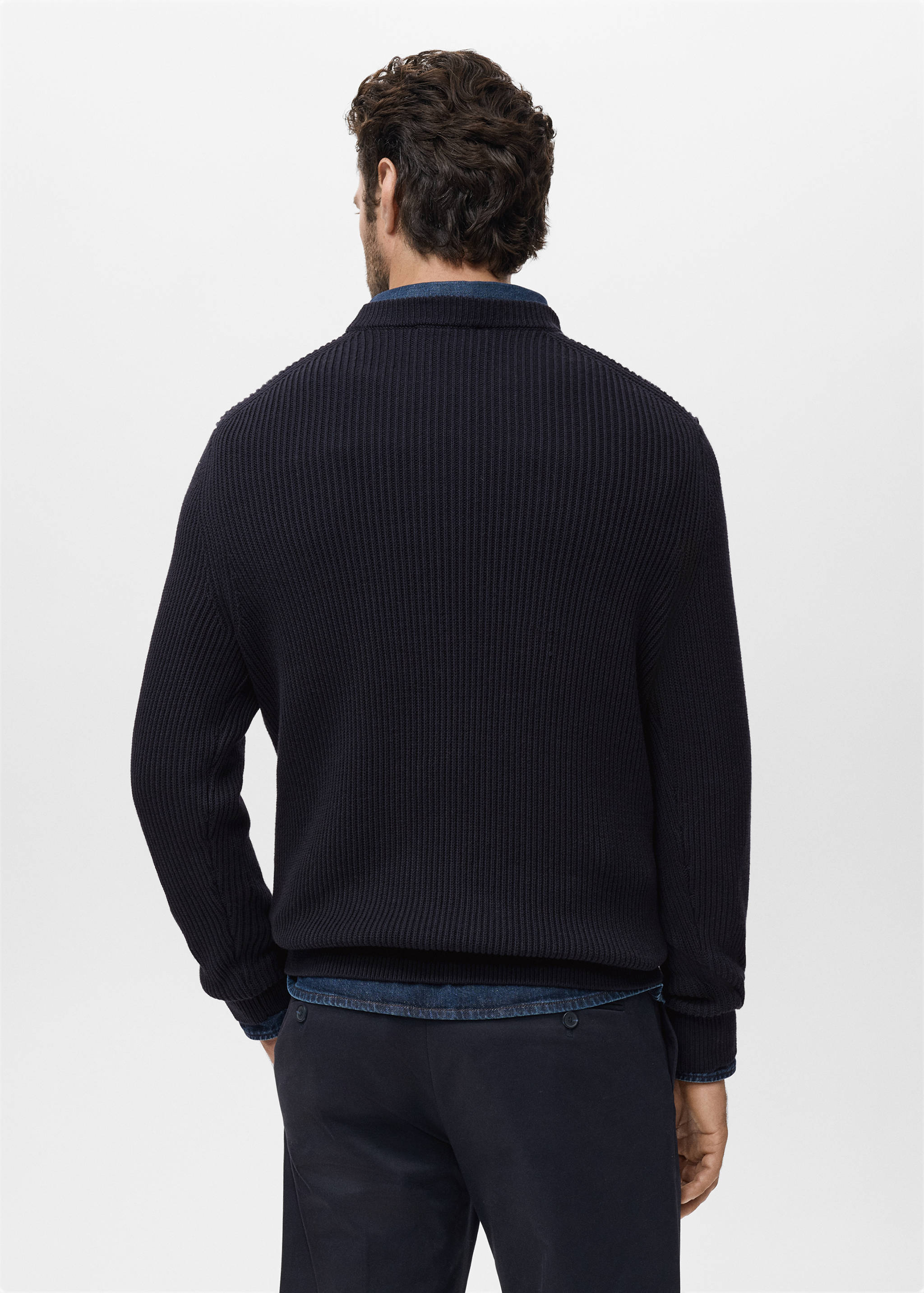Fine rib-knit cotton sweater - Reverse of the article