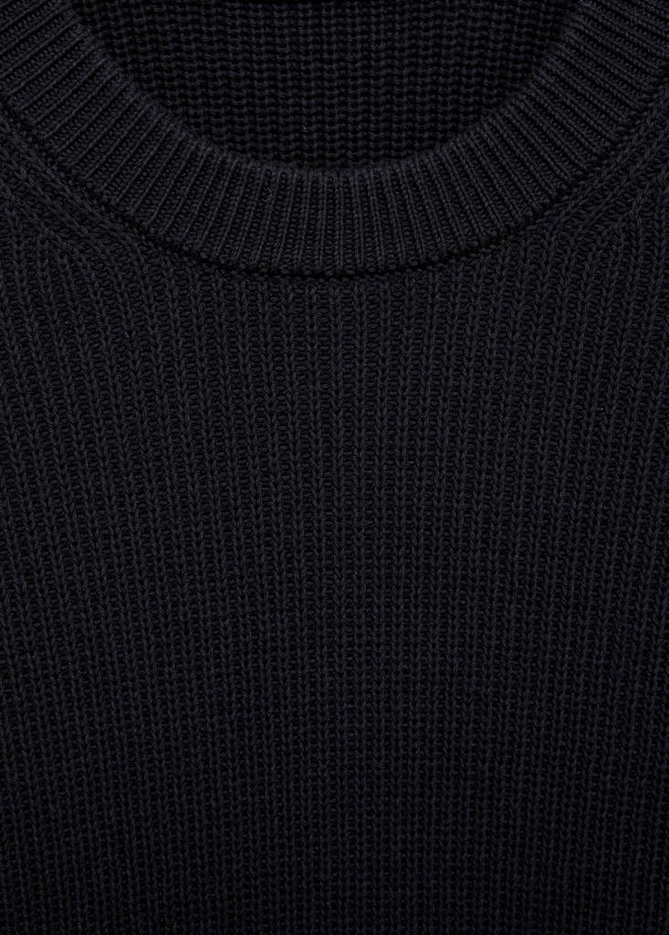 Fine rib-knit cotton sweater — Navy