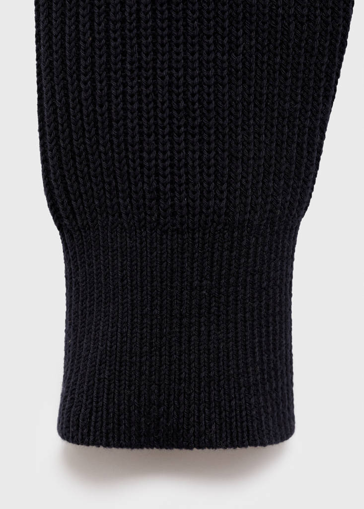 Fine rib-knit cotton sweater — Navy