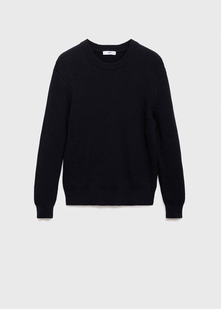 Fine rib-knit cotton sweater — Navy