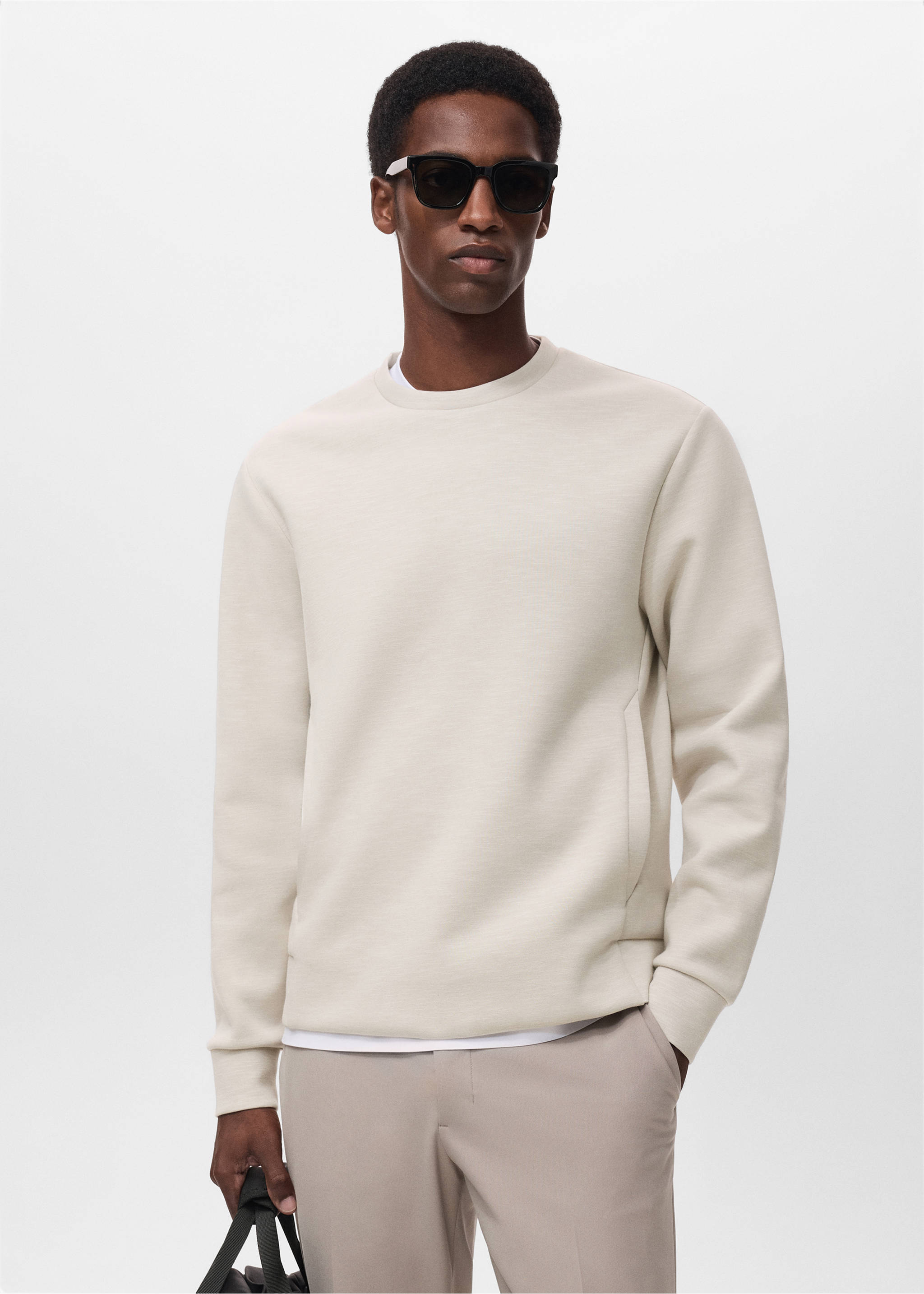 Regular-fit Thermolite® sweatshirt with pocket - Medium plane, Ice Grey. Ref: 17015980-00.
