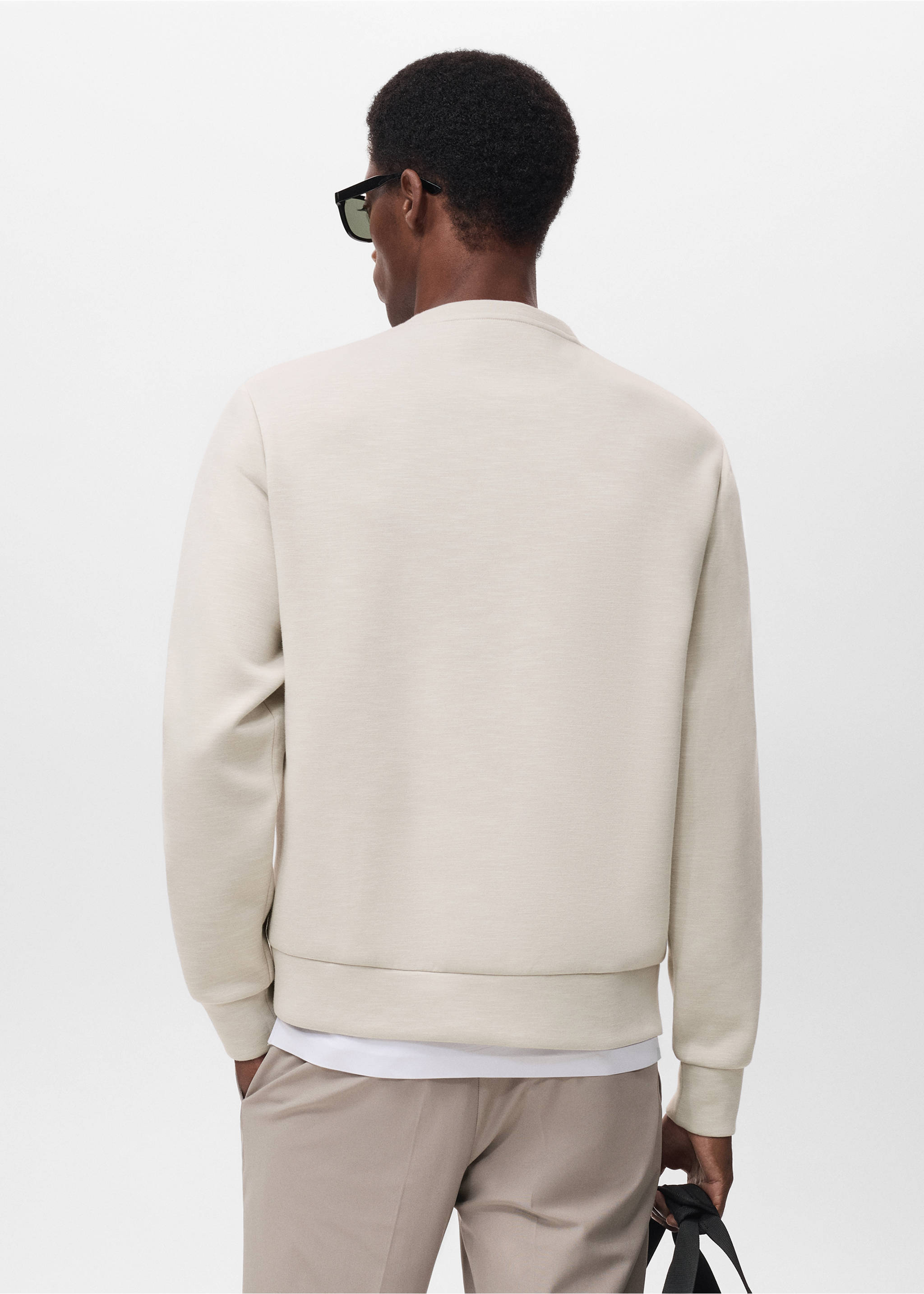 Regular-fit Thermolite® sweatshirt with pocket - Reverse of the article, Ice Grey. Ref: 17015980-00.