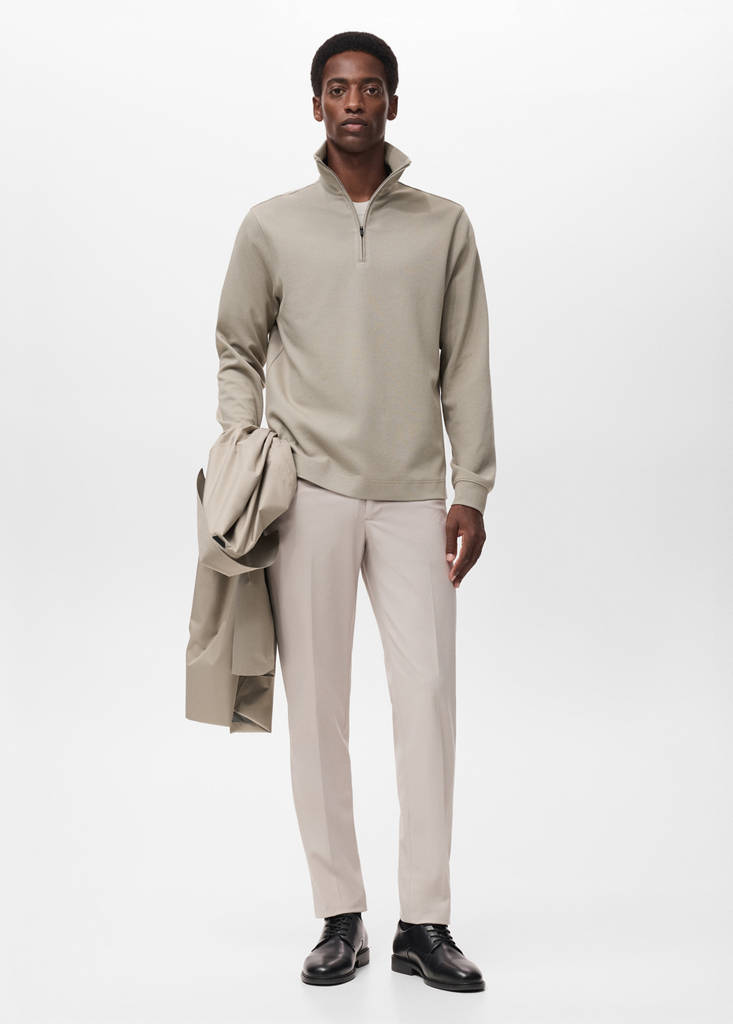 Regular-fit technical zip-up sweatshirt — Light/Pastel Grey