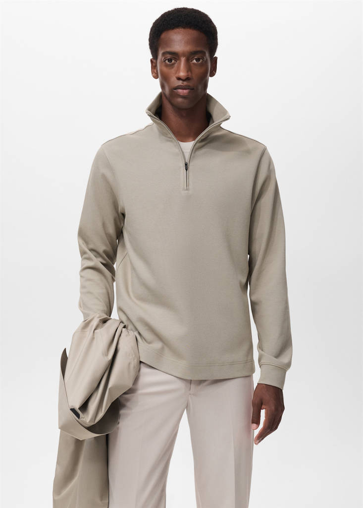 Regular-fit technical zip-up sweatshirt — Light/Pastel Grey