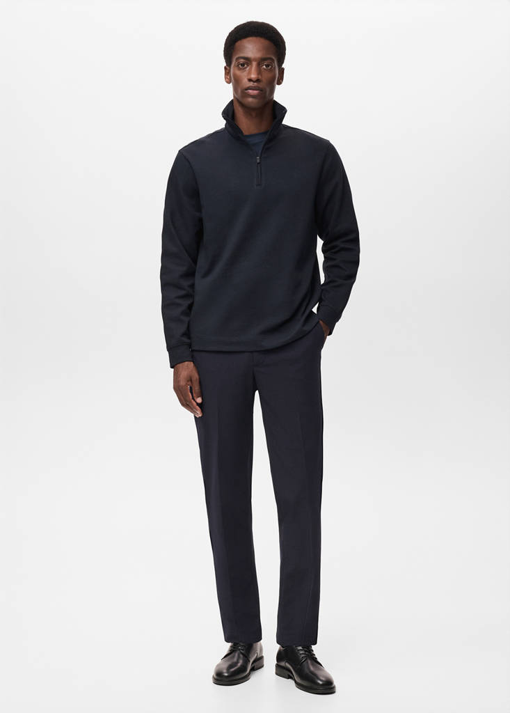 Regular-fit technical zip-up sweatshirt — Navy