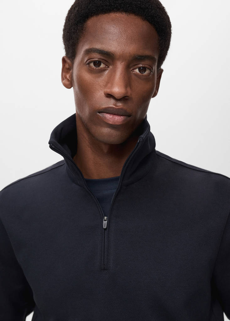 Regular-fit technical zip-up sweatshirt — Navy