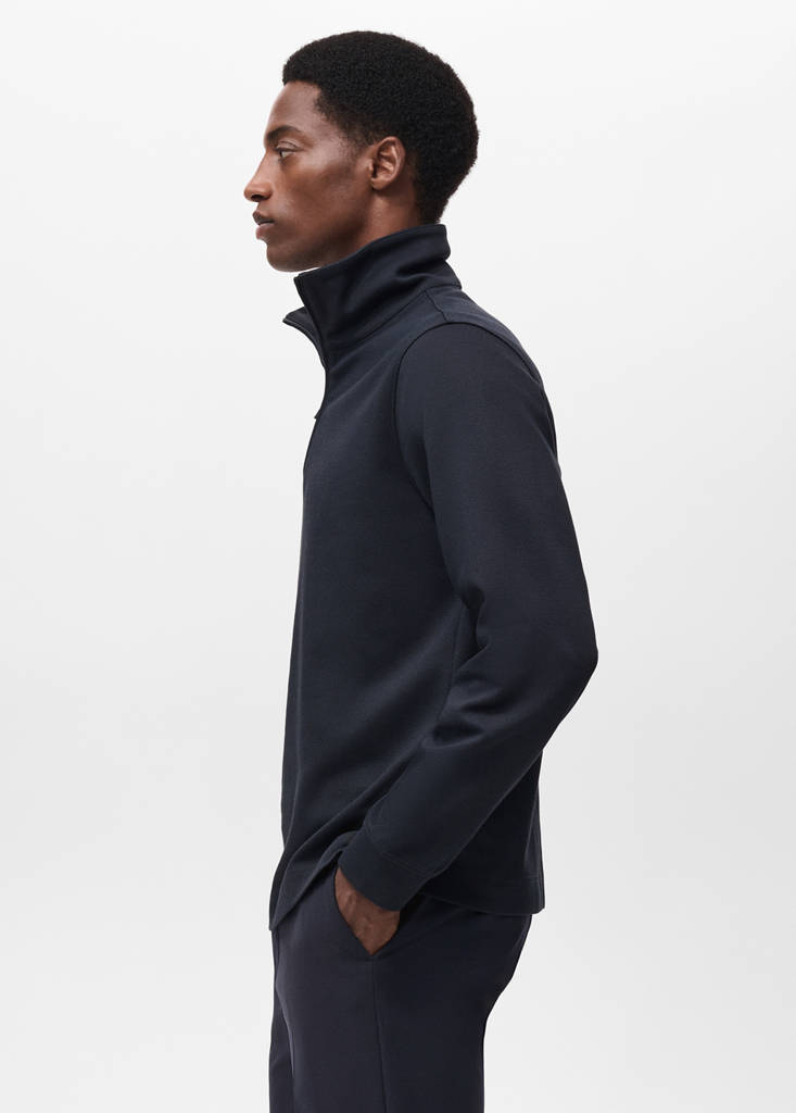 Regular-fit technical zip-up sweatshirt — Navy