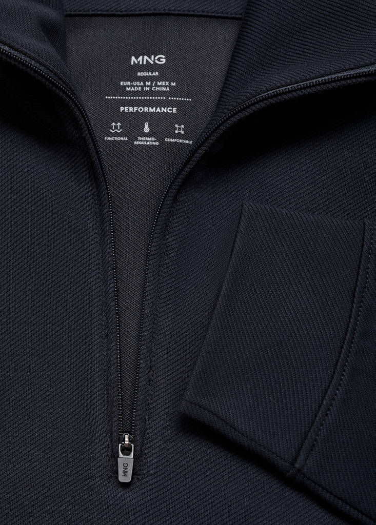 Regular-fit technical zip-up sweatshirt — Navy