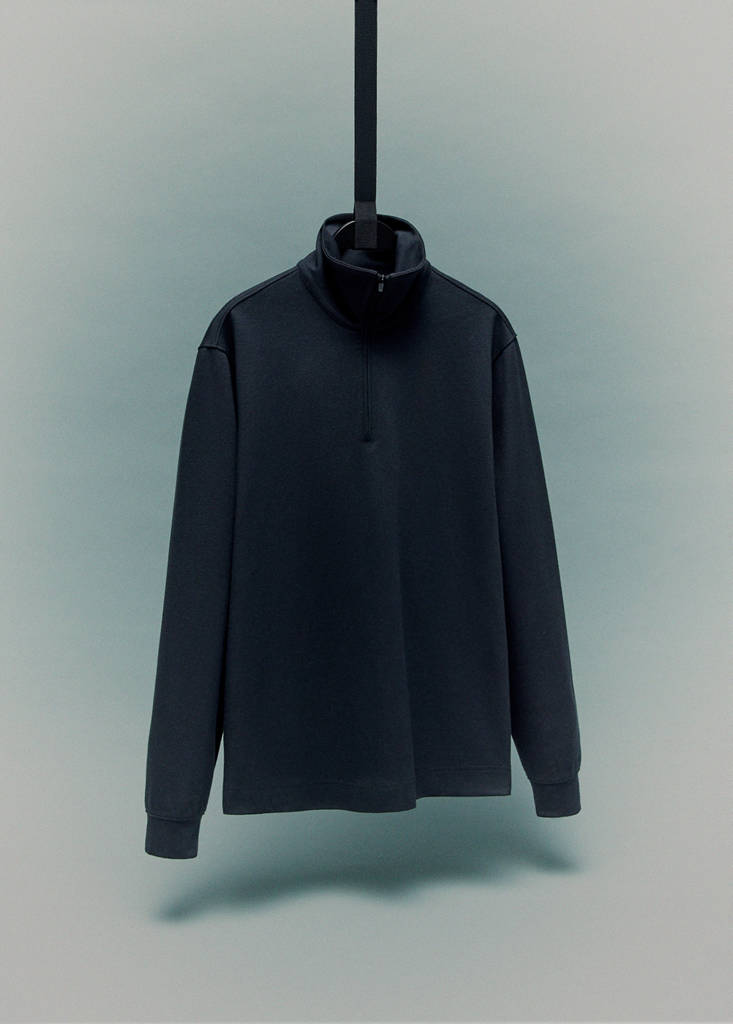 Regular-fit technical zip-up sweatshirt — Navy