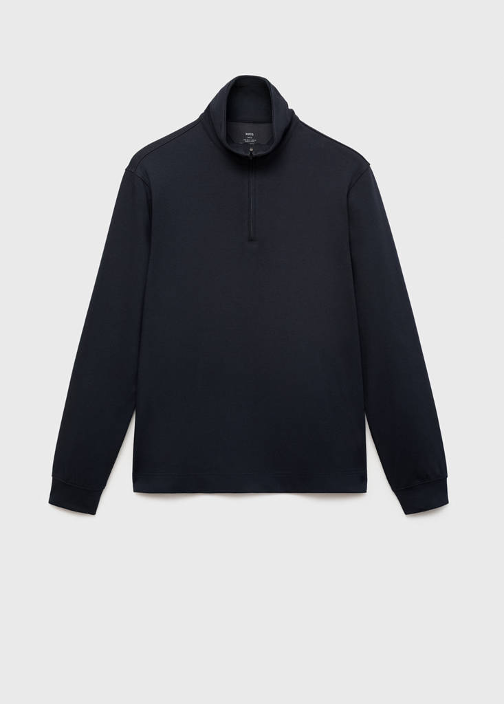 Regular-fit technical zip-up sweatshirt — Navy