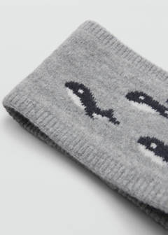 Knitted scarf with whale — Grey 3