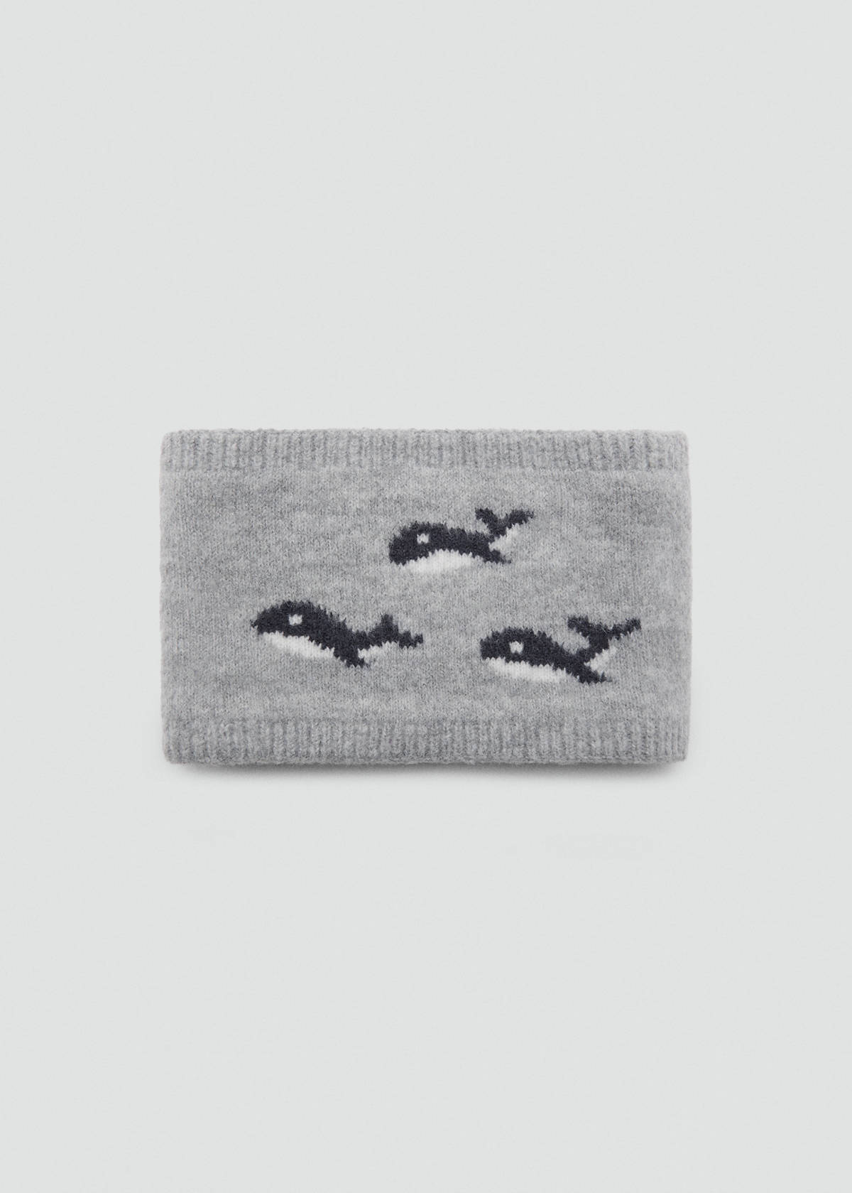 Knitted scarf with whale — Grey