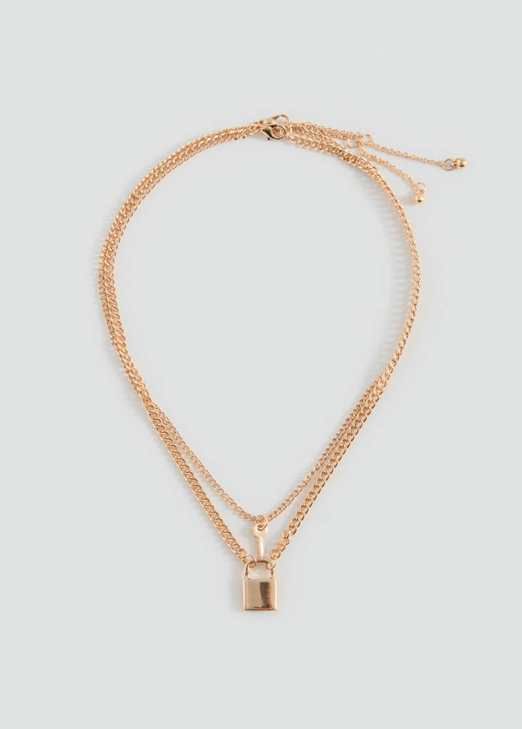 Padlock chain necklace — Gold