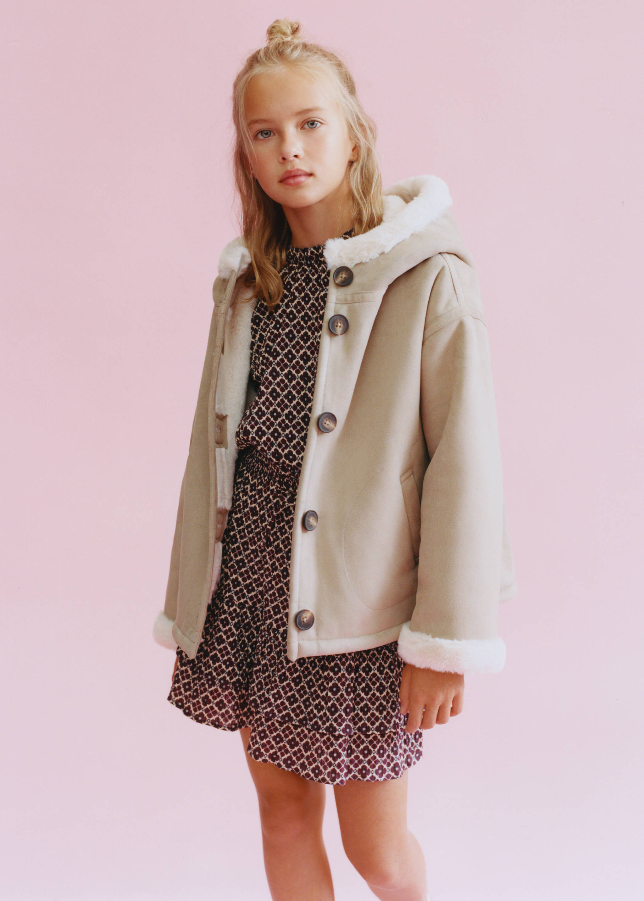 Fur and suede-effect coat - Details of the article 6