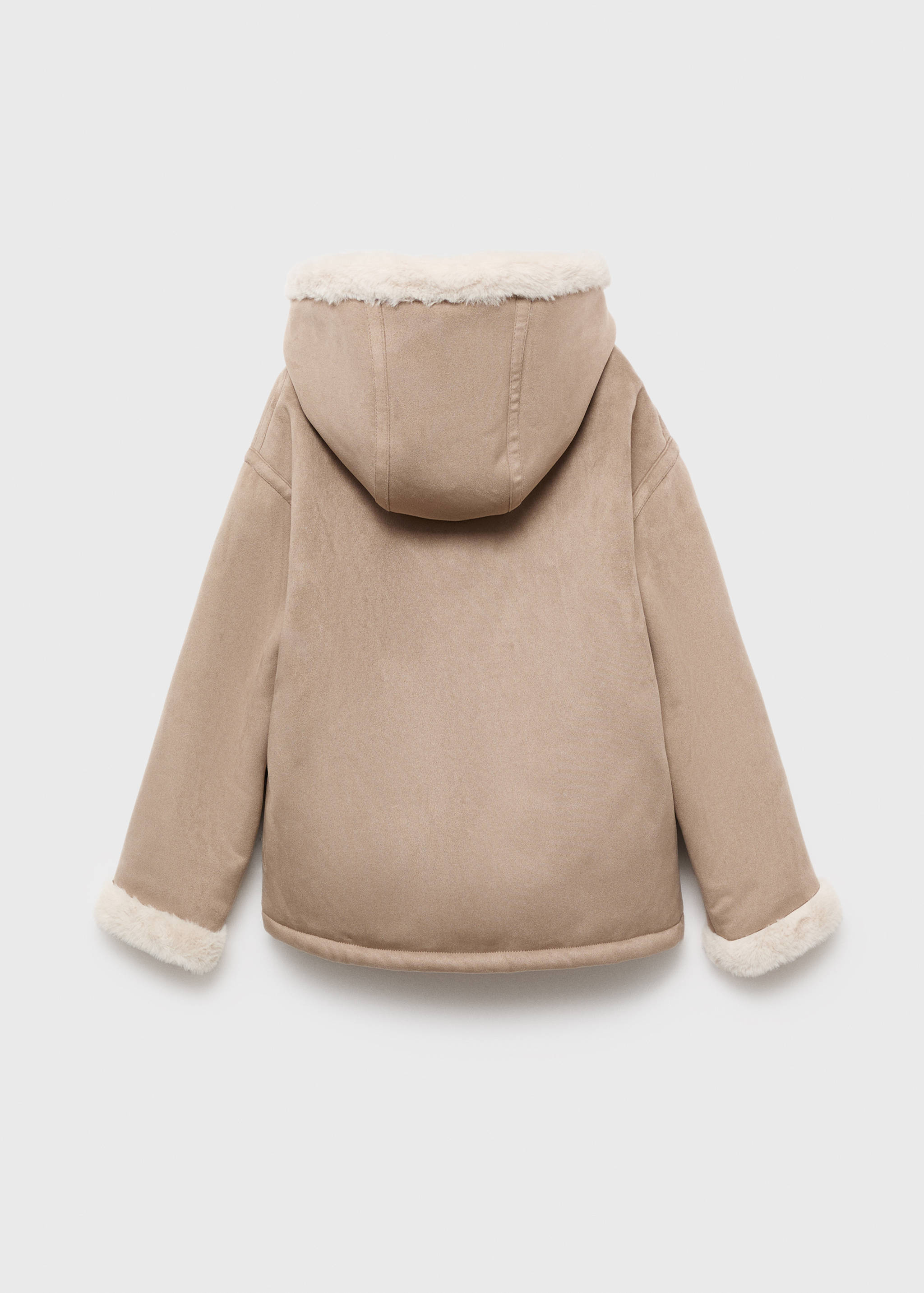 Fur and suede-effect coat - Reverse of the article