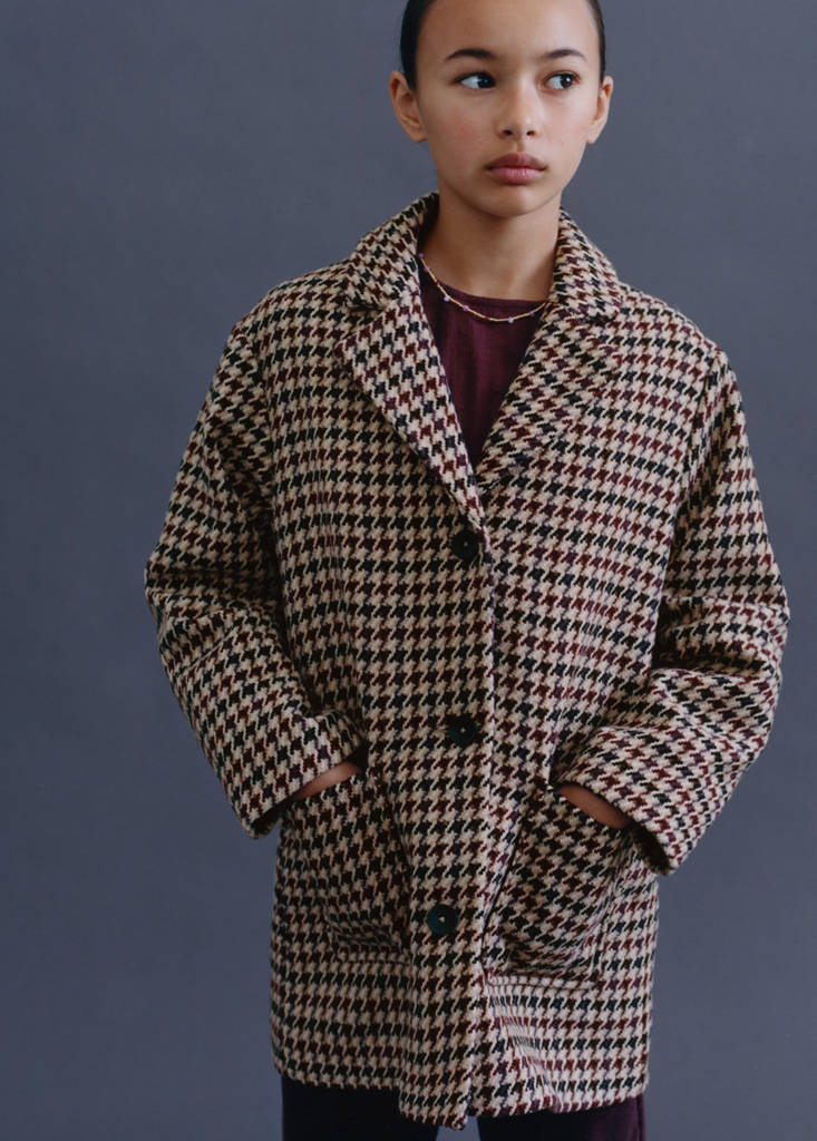 Houndstooth coat — Wine