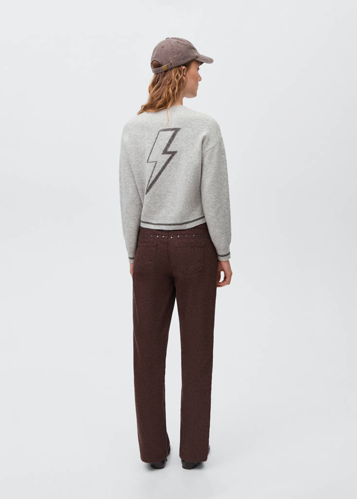 Knit embroidered sweater — Light Heather Grey