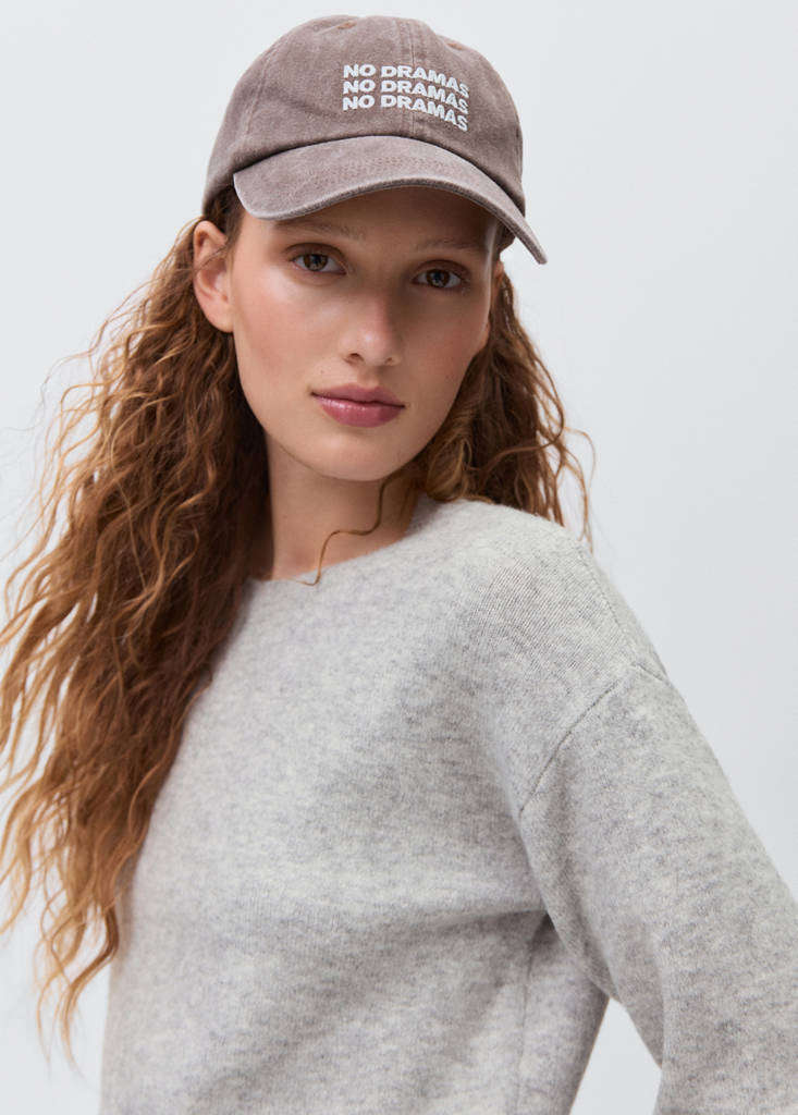 Knit embroidered sweater — Light Heather Grey