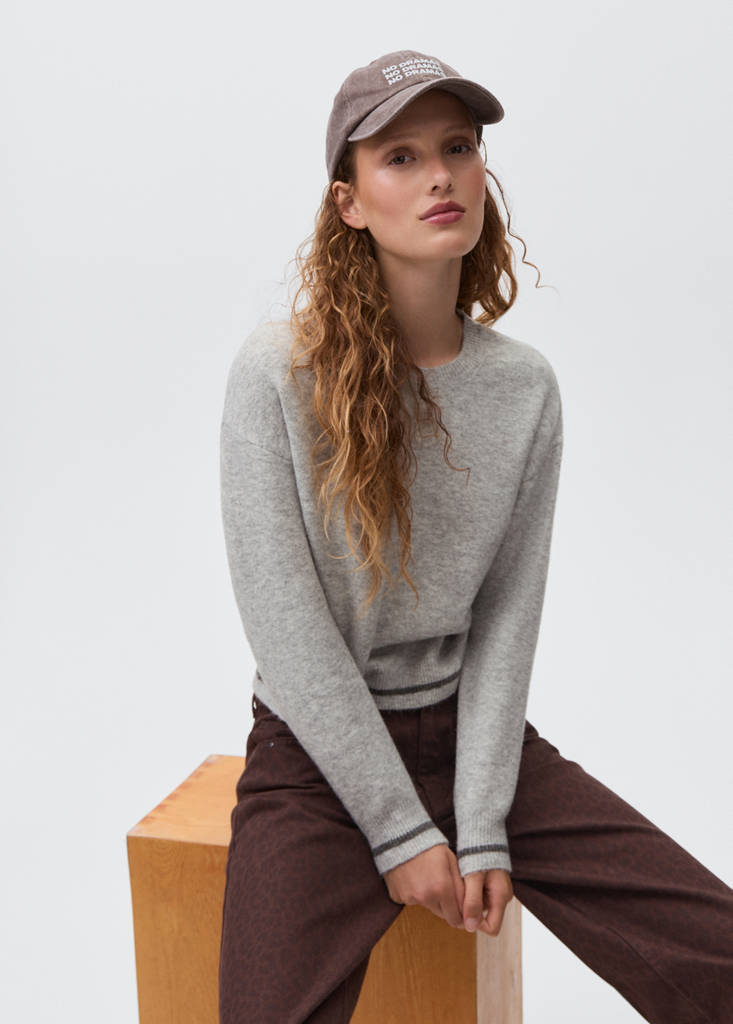 Knit embroidered sweater — Light Heather Grey