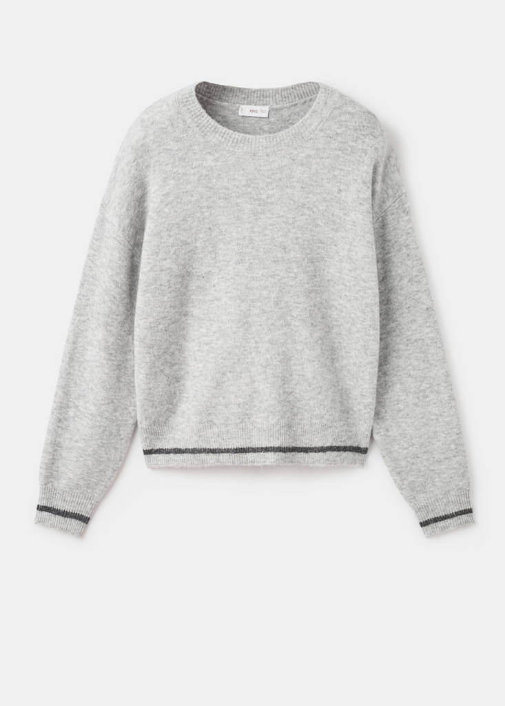 Knit embroidered sweater — Light Heather Grey