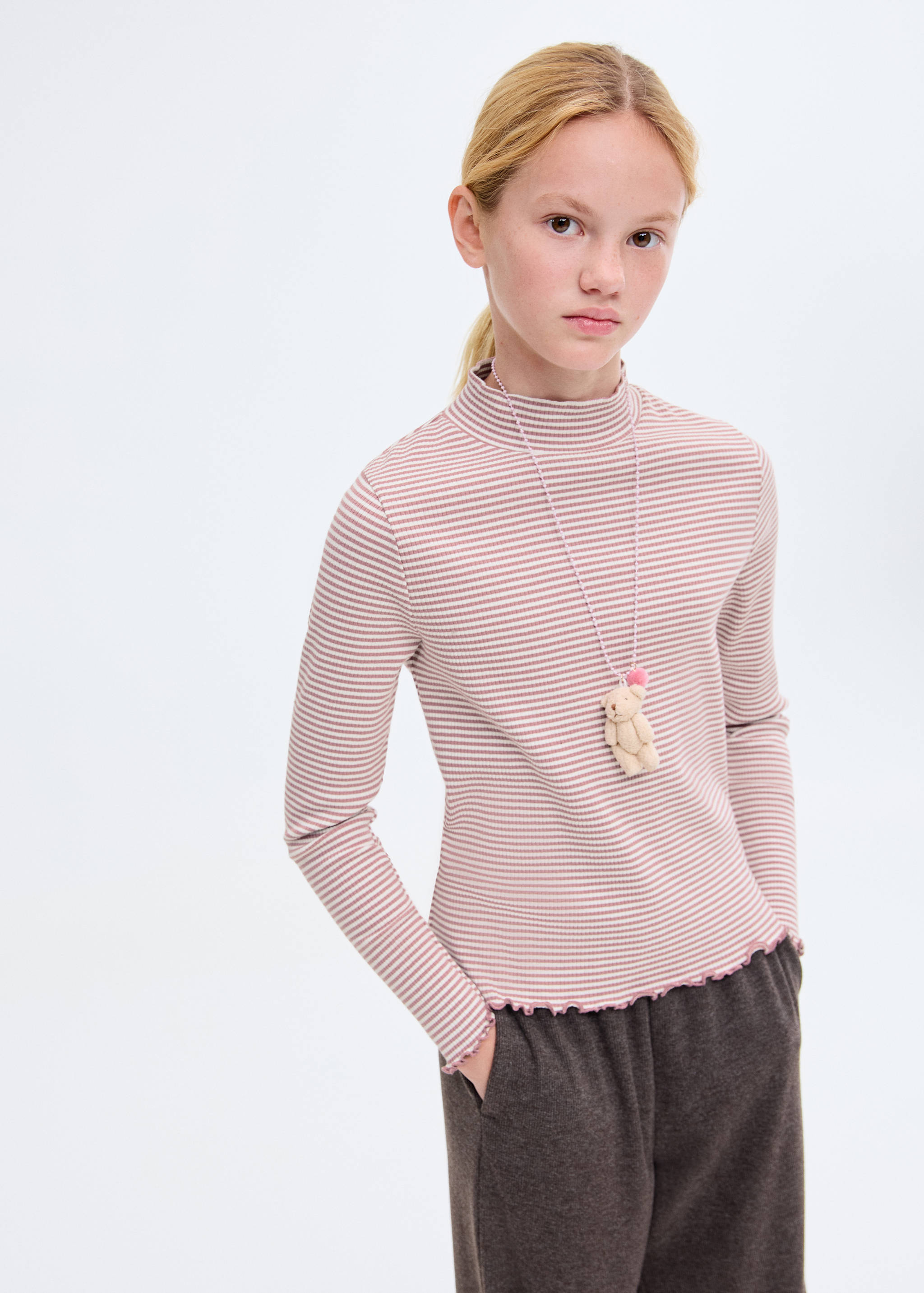 Scalloped hem striped t-shirt - Medium plane