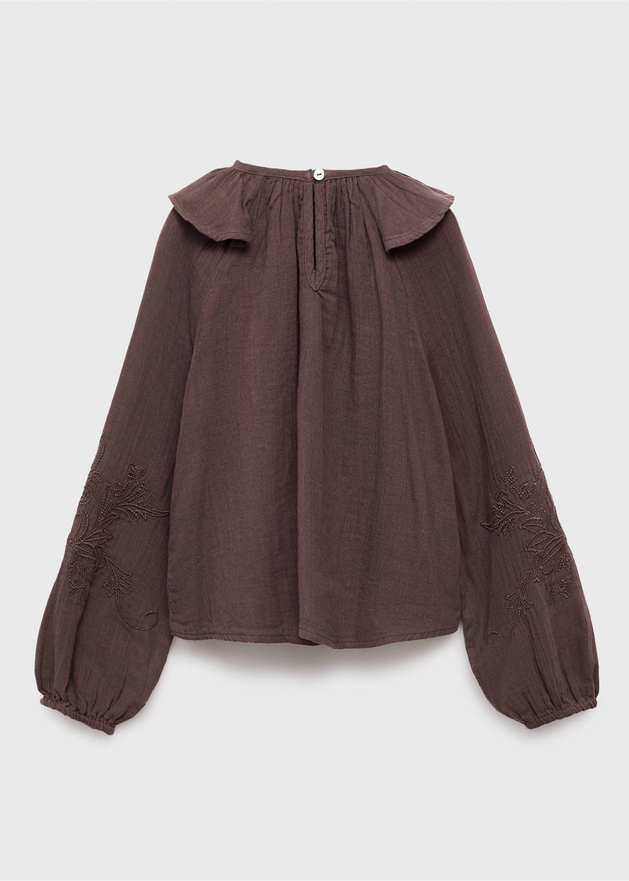 Blusa bordada volantes - Reverso del artículo, Marrón. Ref: 17016340-00.