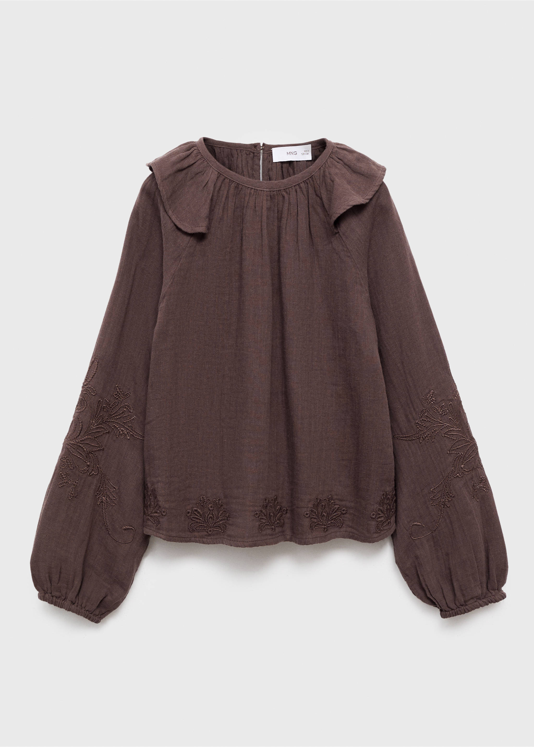 Blusa bordada volantes - Artículo sin modelo, Marrón. Ref: 17016340-00.