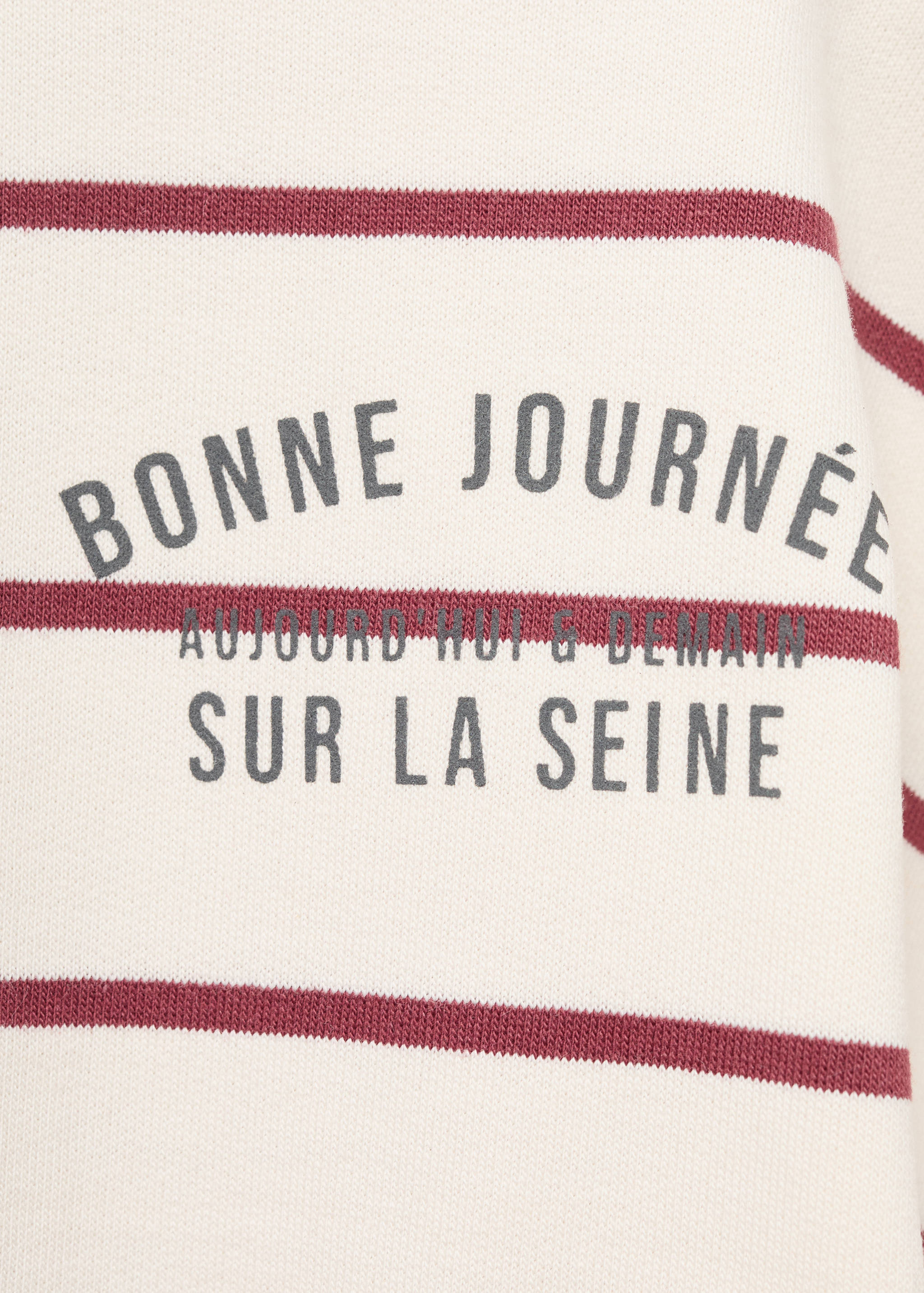 Striped sweatshirt with printed slogan - Details of the article 0