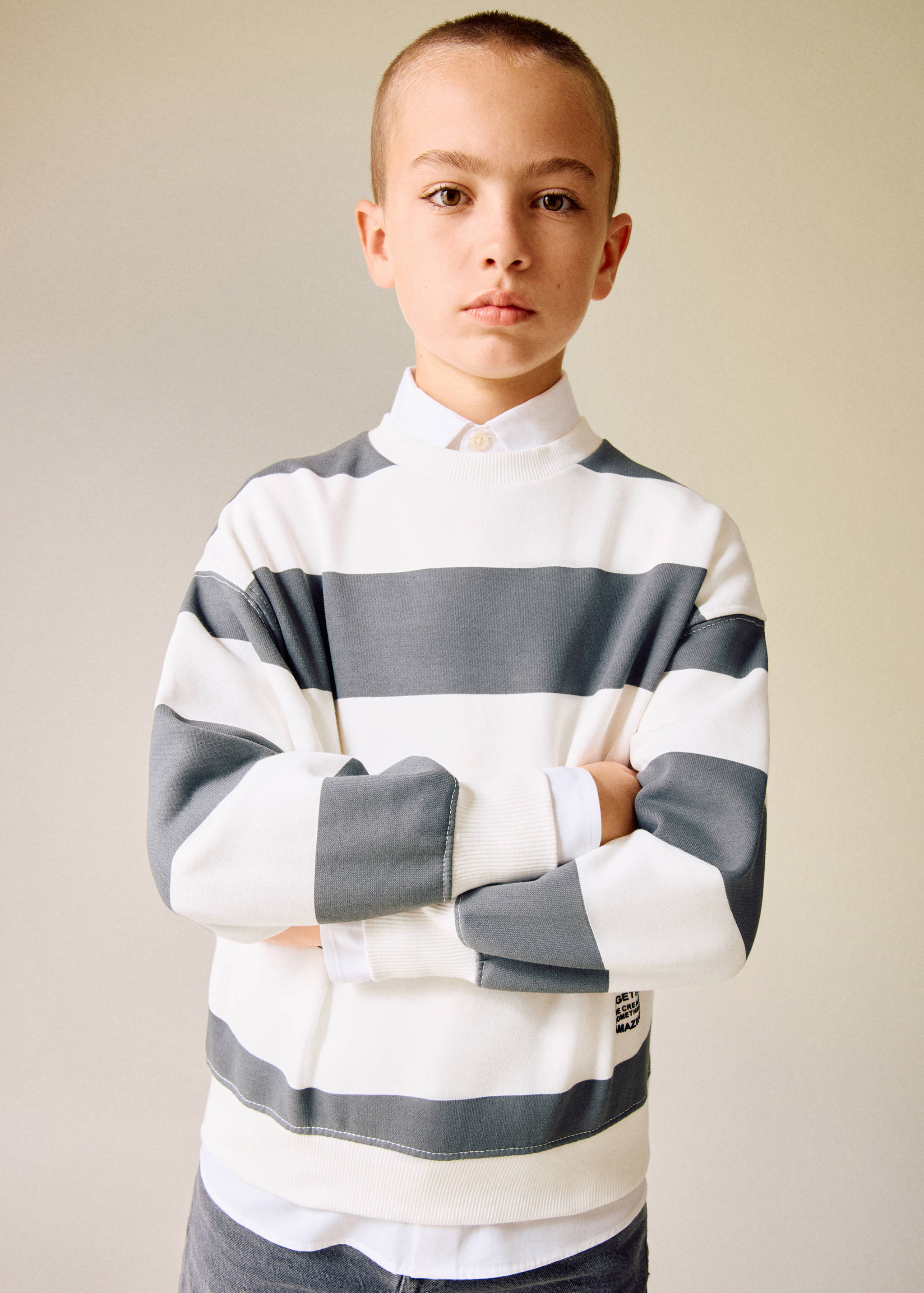 Striped cotton-blend sweatshirt - Medium plane