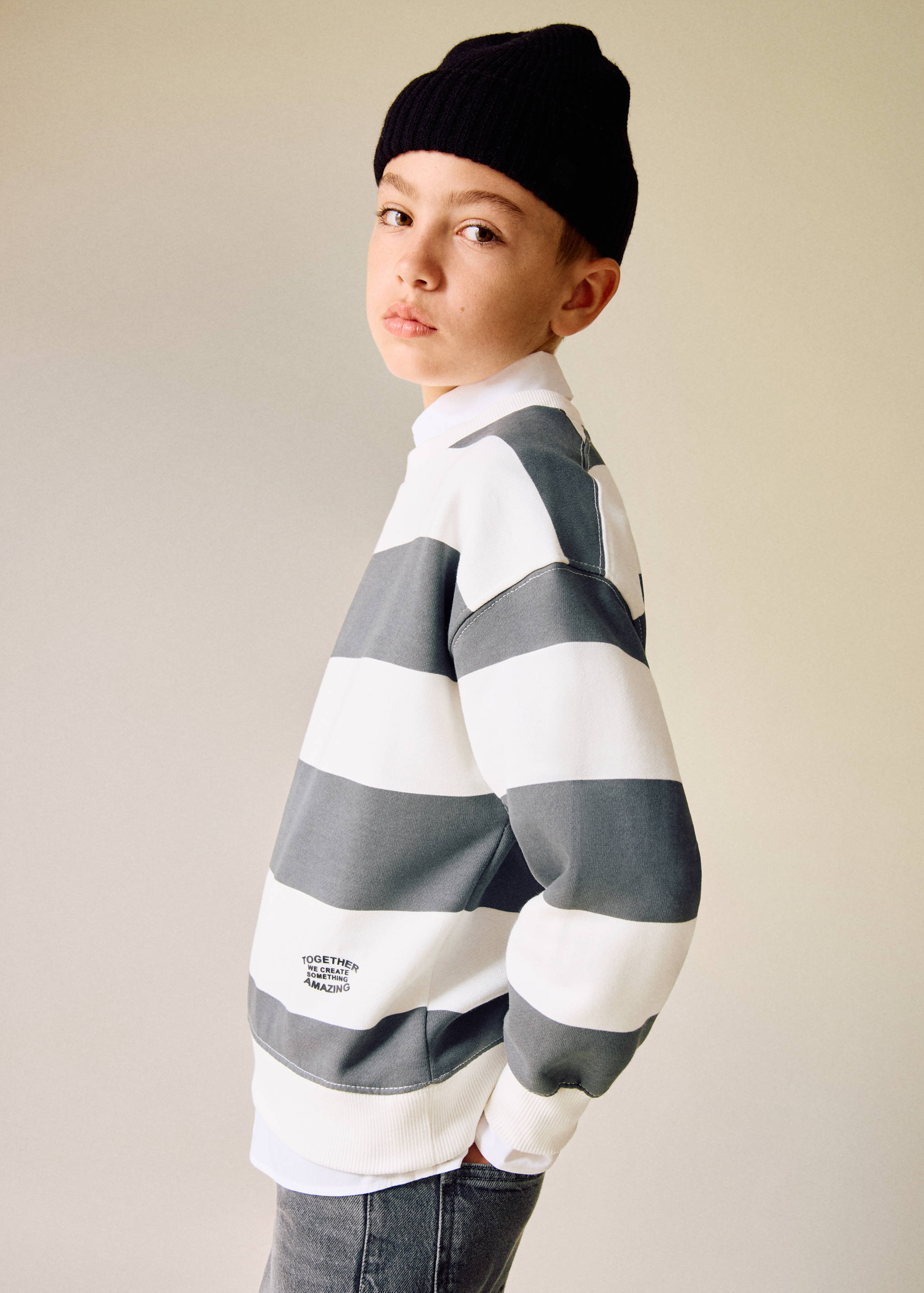 Striped cotton-blend sweatshirt - Details of the article 1