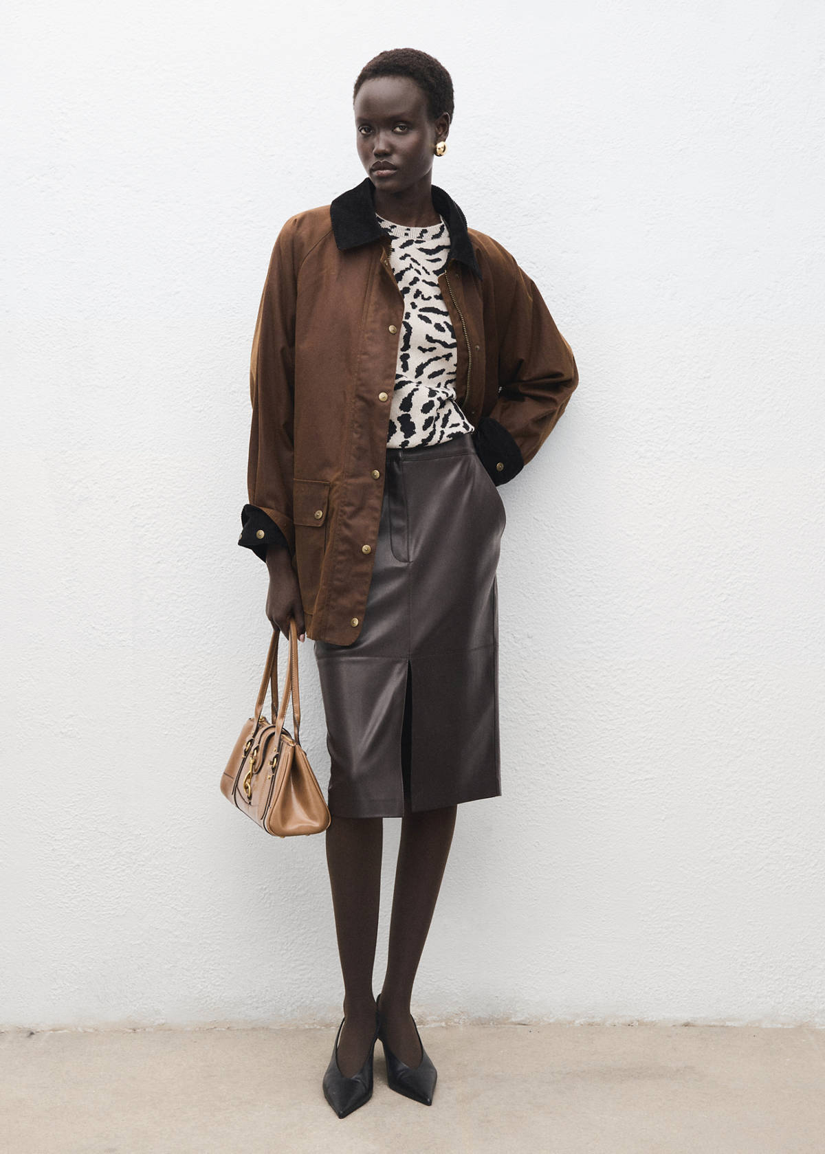 Animal-print knitted sweater — Medium Brown